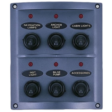 Panel Eléctrico de 6 Interruptores de Palanca con Luz