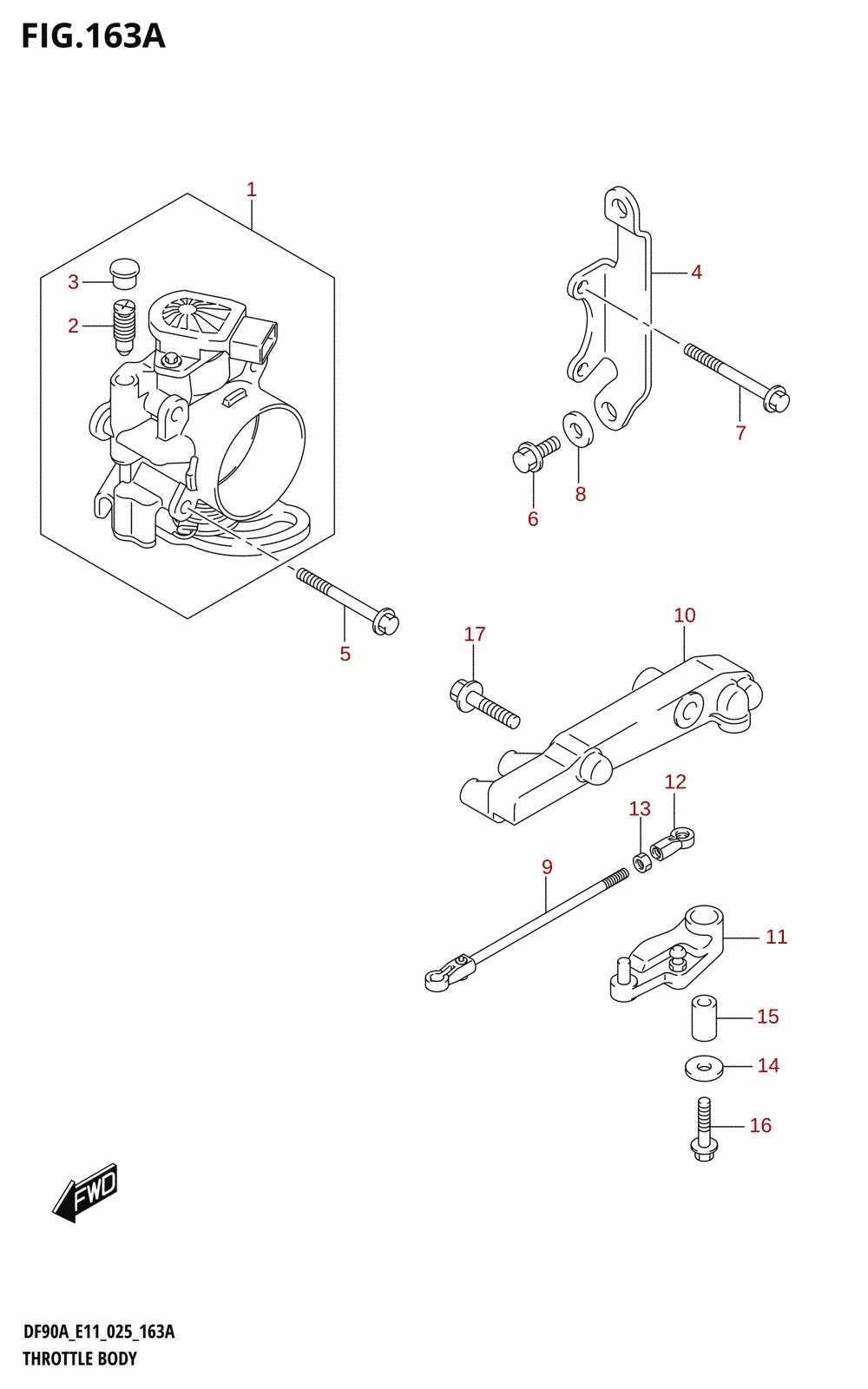 163A - THROTTLE BODY (DF70A,DF75A,DF80A,DF90A,DF100B)