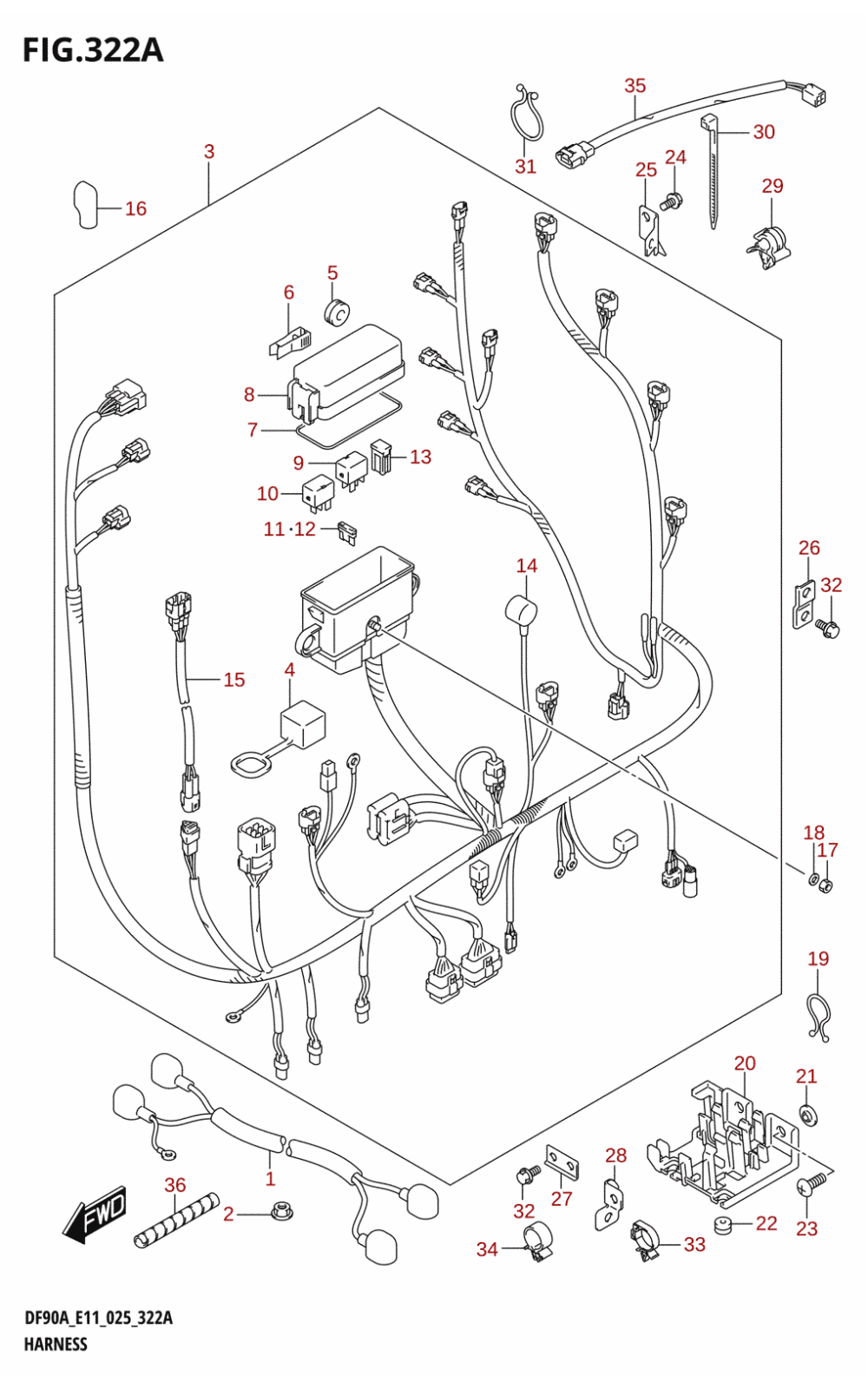 322A - HARNESS (DF70A,DF75A,DF70ATH,DF80A,DF90A,DF90ATH)