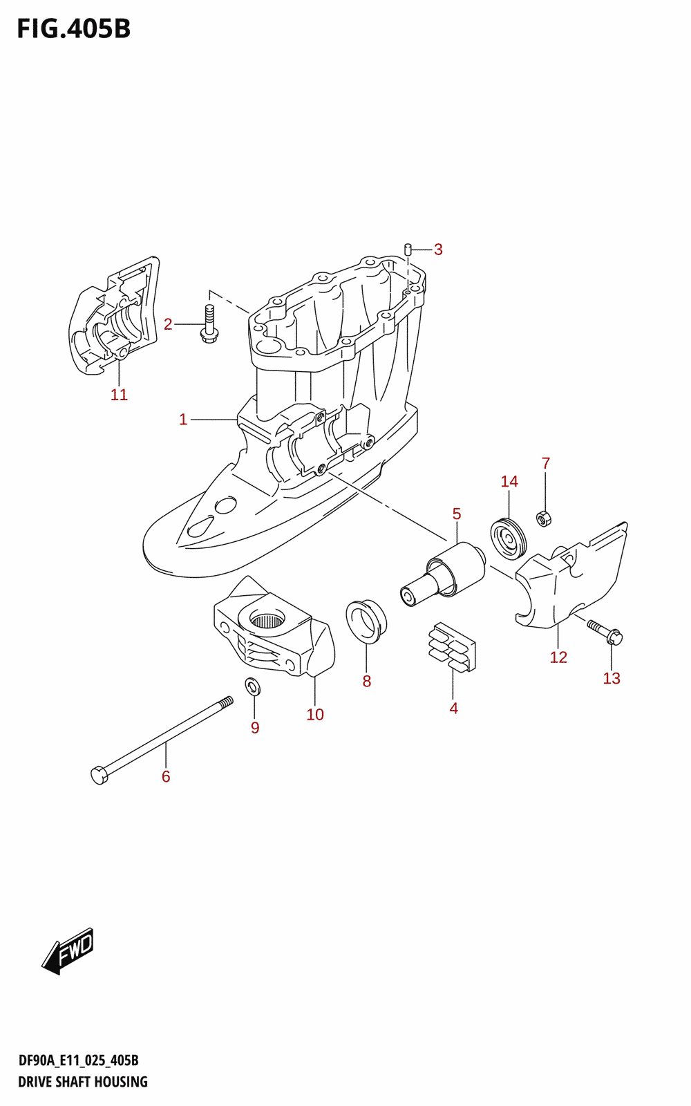 405B - DRIVE SHAFT HOUSING (DF70ATH:E01,DF90ATH:E11)