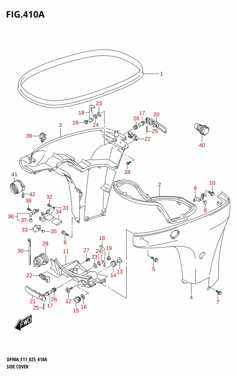410A - SIDE COVER (DF70A,DF75A,DF80A,DF90A,DF100B)