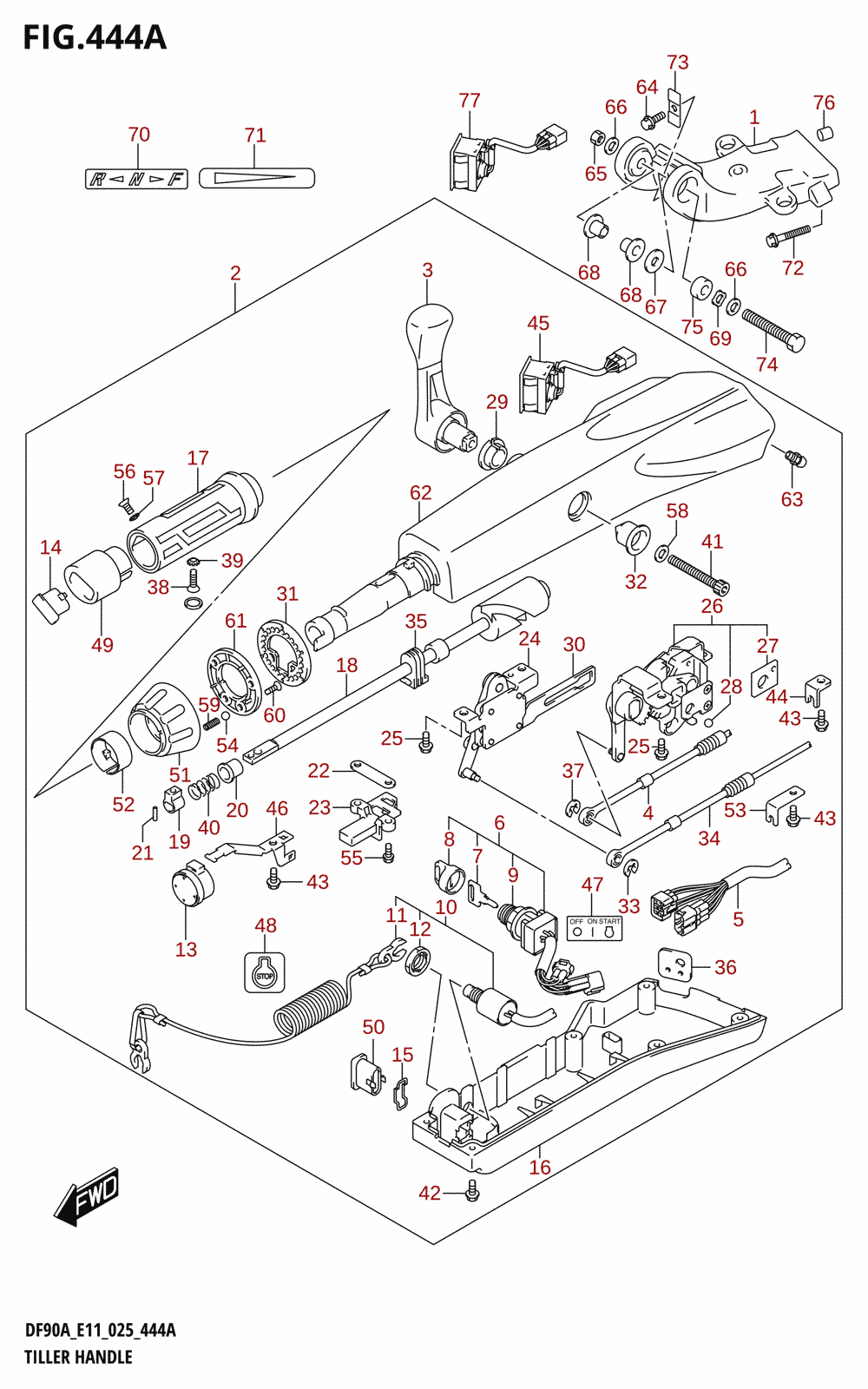 444A - TILLER HANDLE (DF90AWQH)