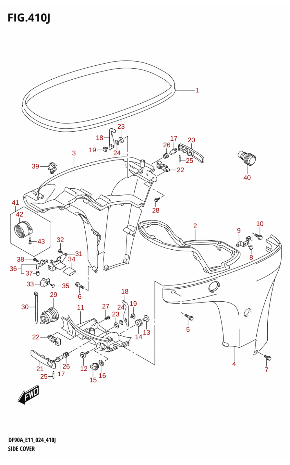 410J - SIDE COVER (DF70A,DF90A)