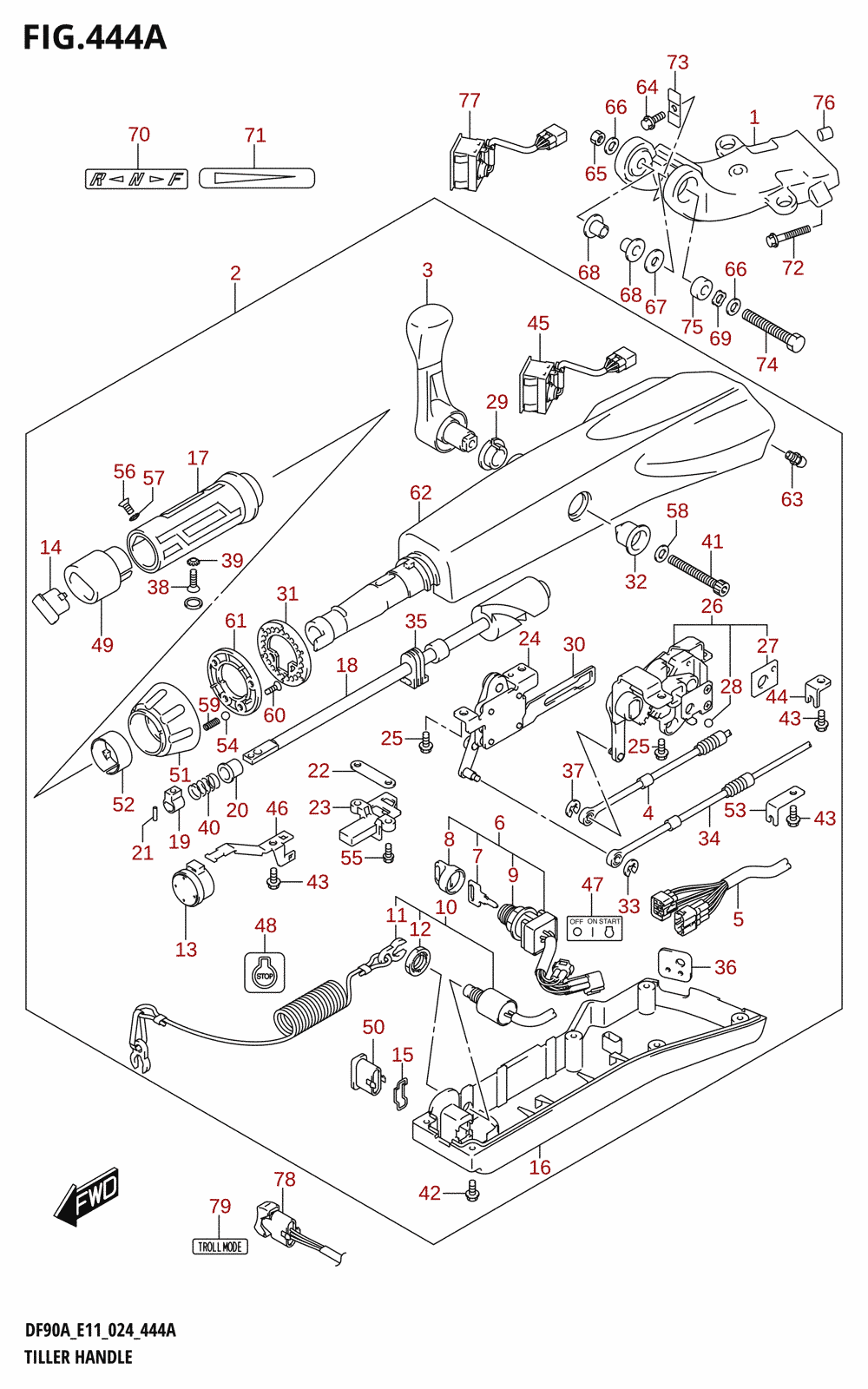 444A - TILLER HANDLE (DF90AWQH)