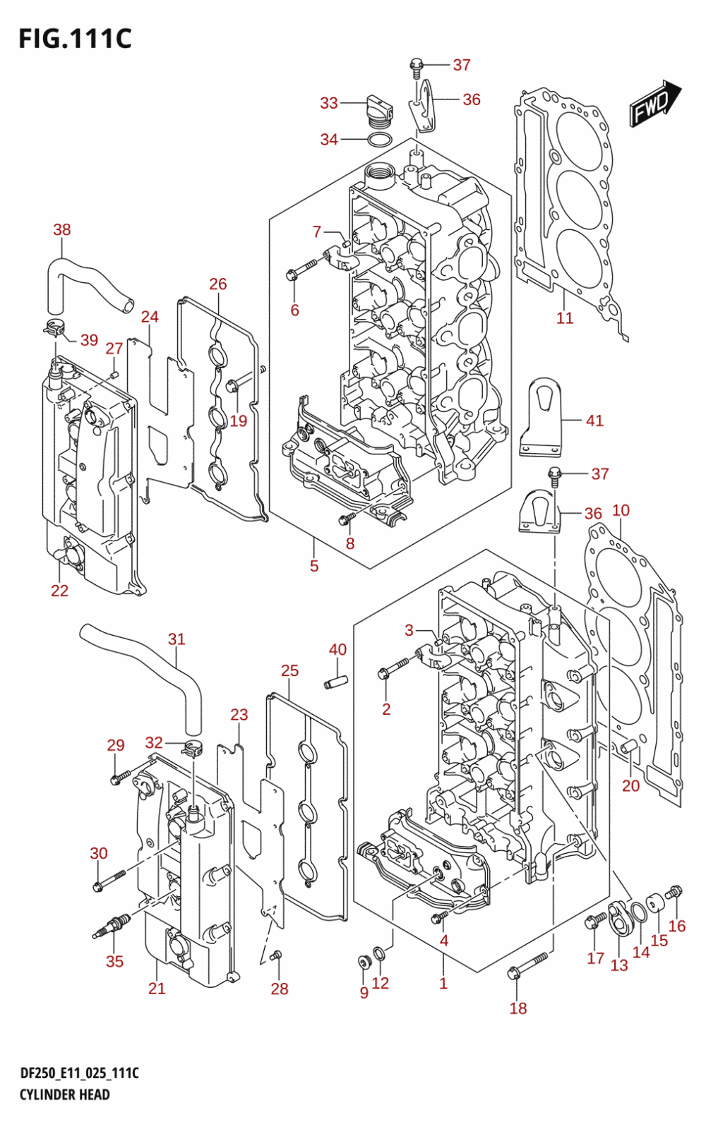 111C - CYLINDER HEAD (DF250ST)