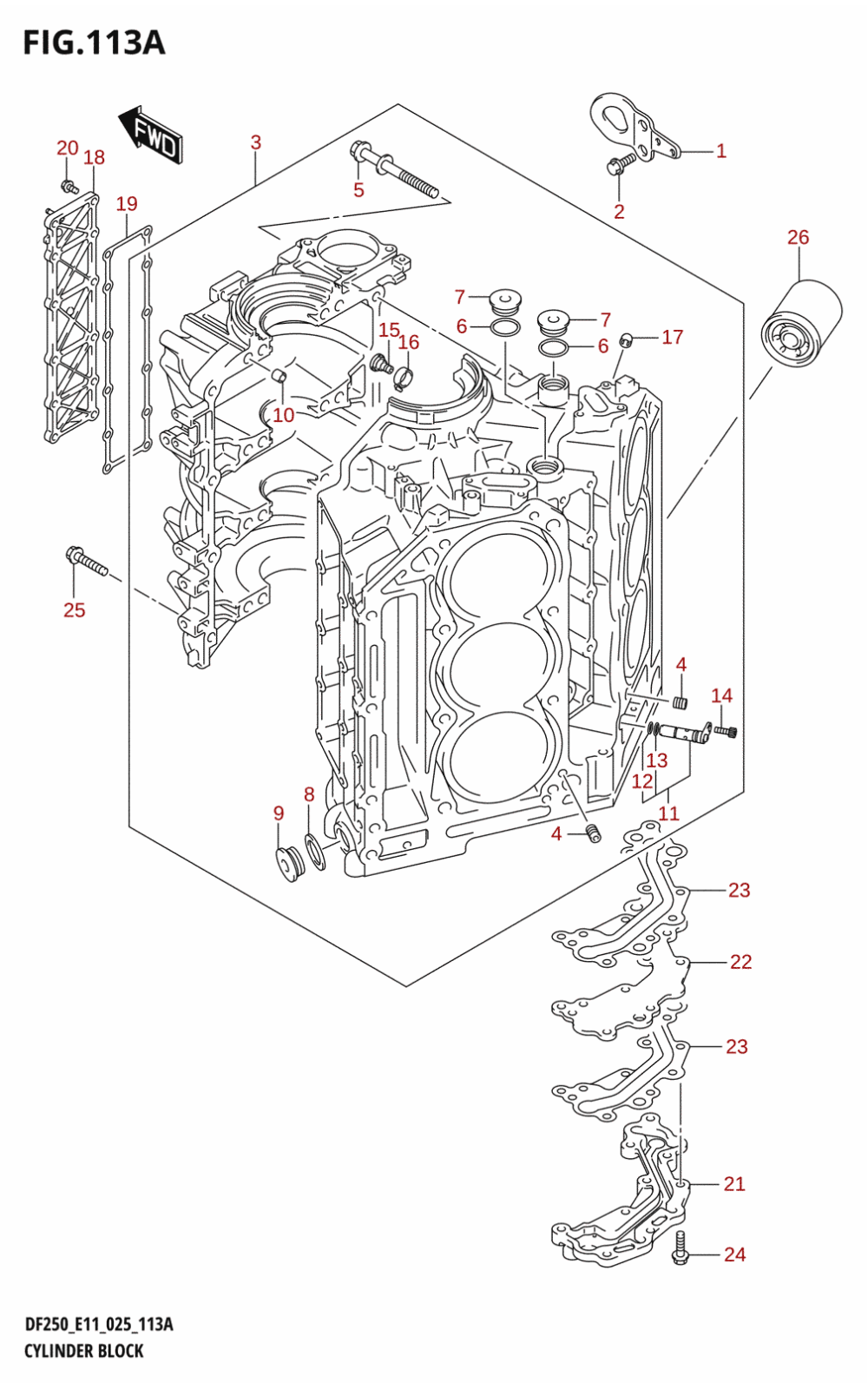 113A - CYLINDER BLOCK (DF200T,DF200Z,DF225T,DF225Z,DF250T,DF250Z)