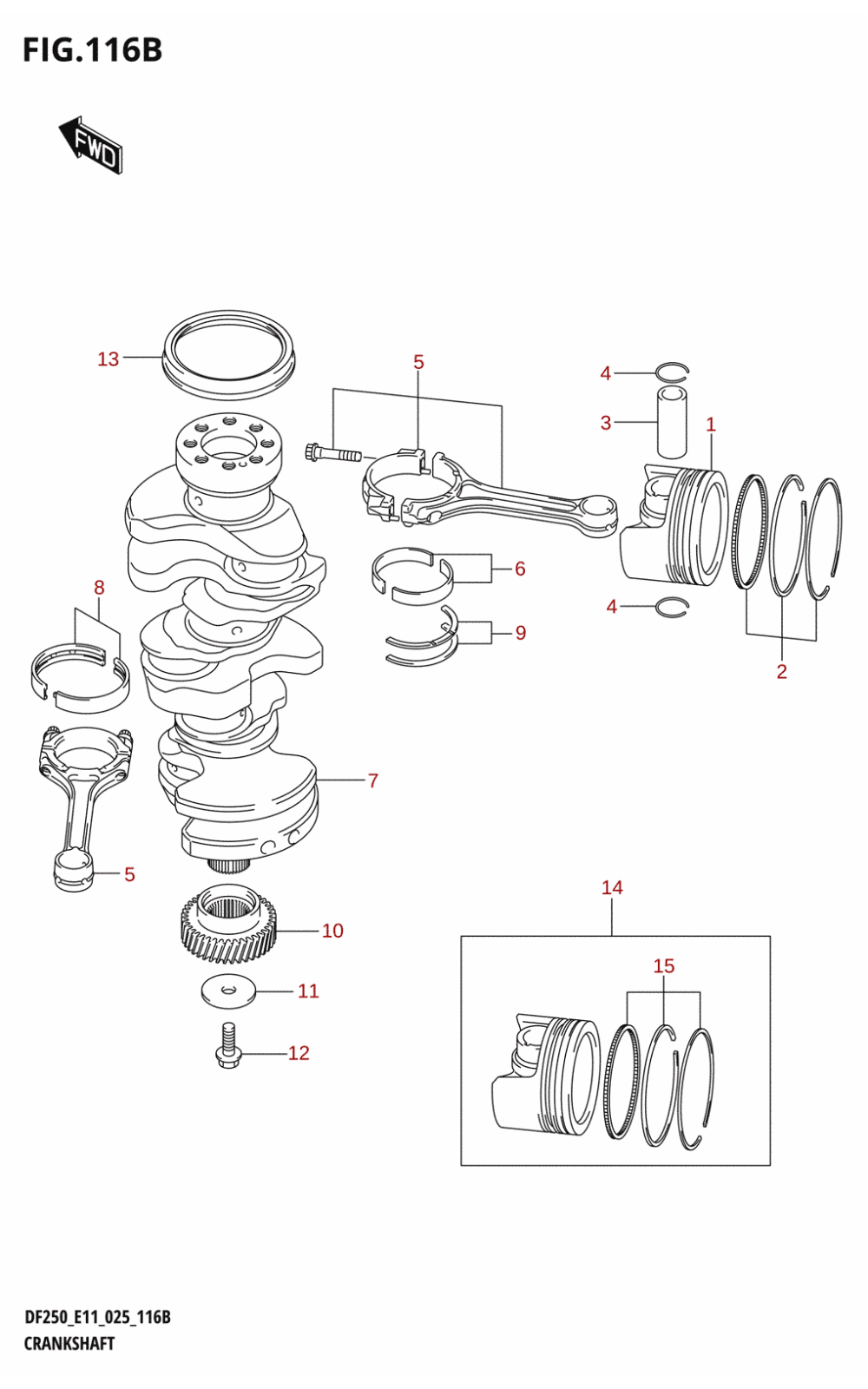 116B - CRANKSHAFT (DF250ST)