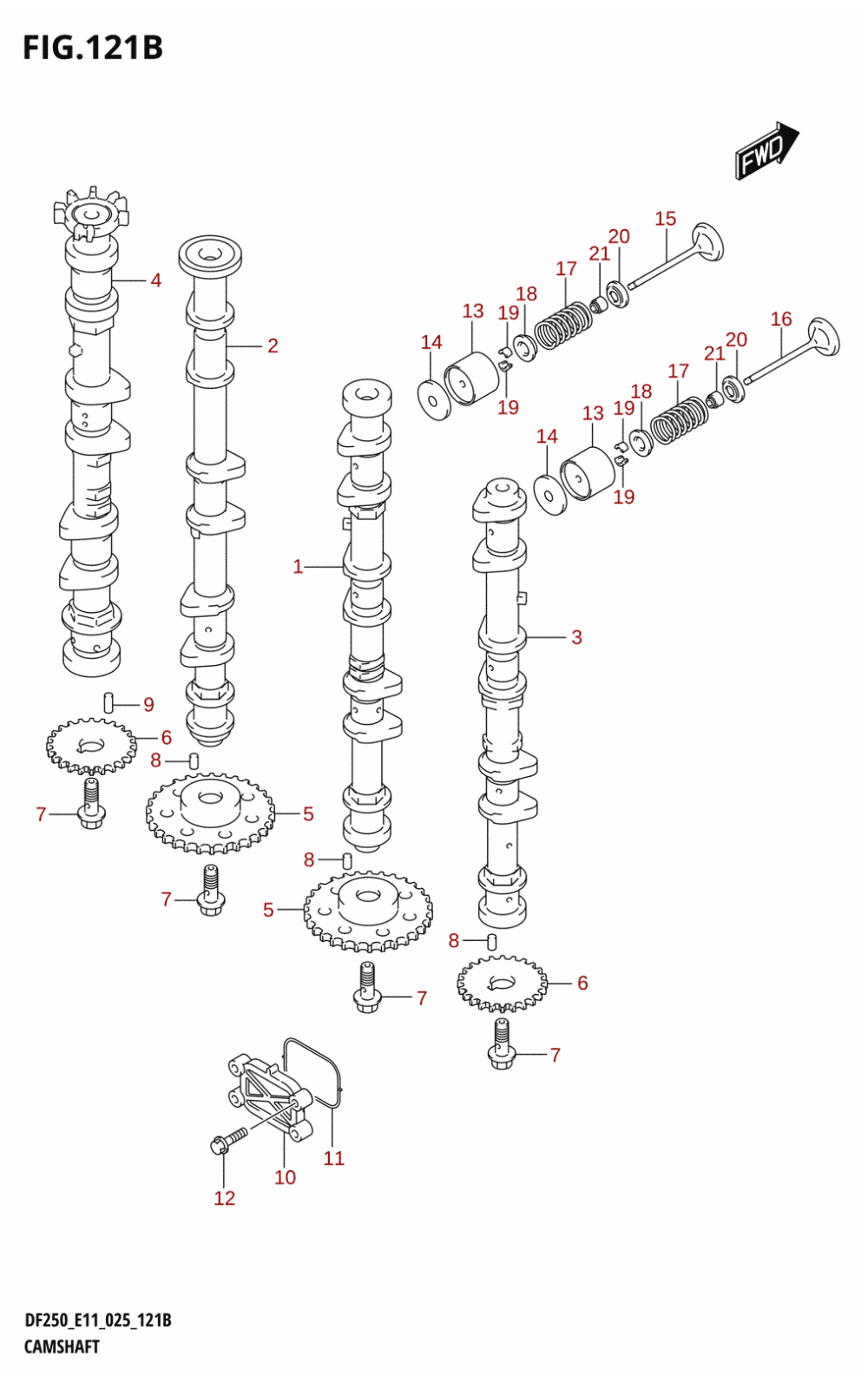 121B - CAMSHAFT ((DF200T,DF200Z):025)