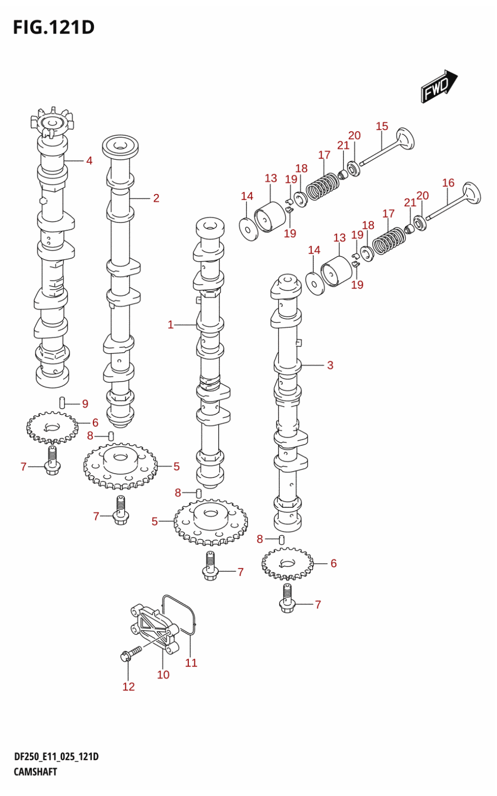 121D - CAMSHAFT ((DF225T,DF225Z):025)