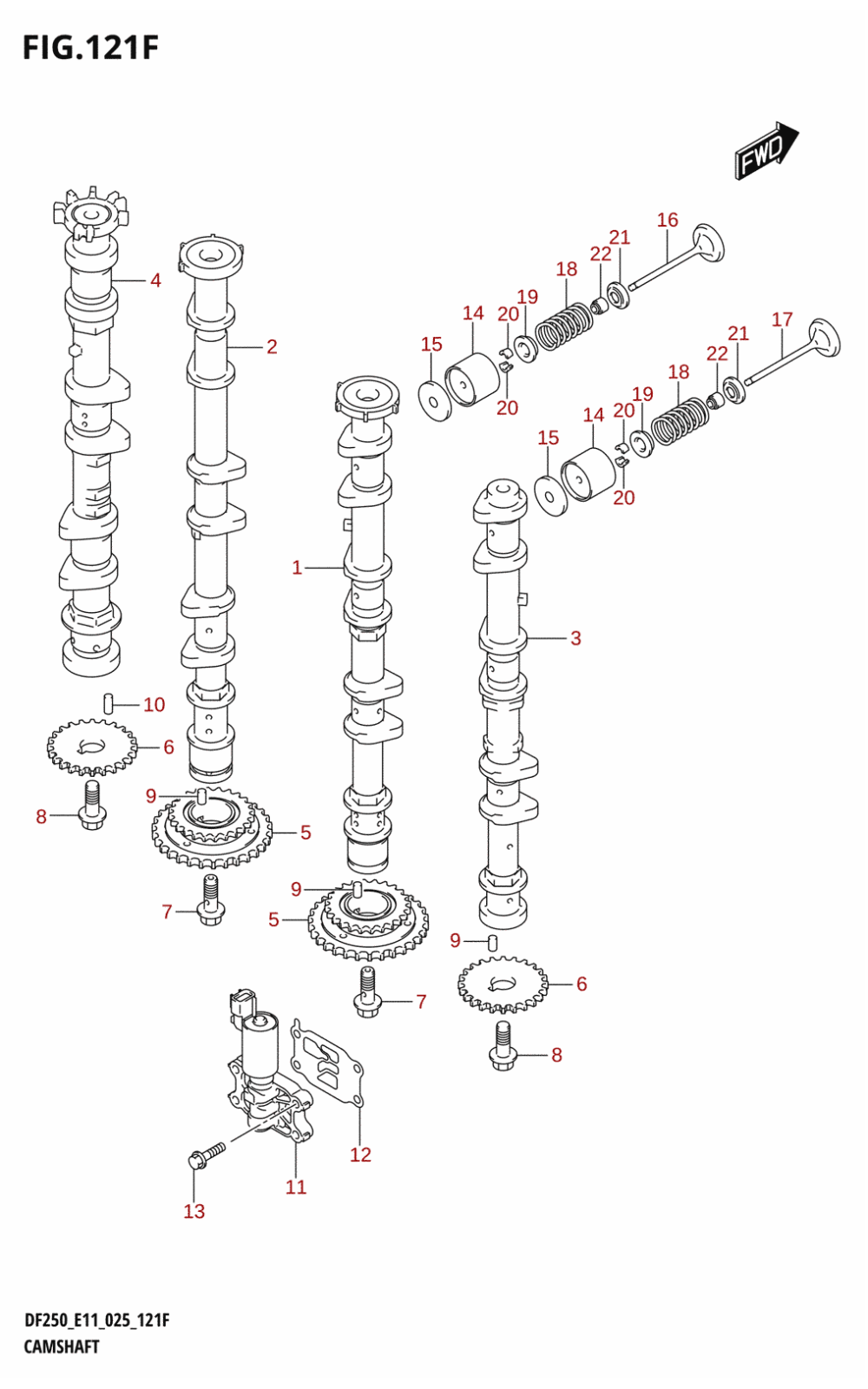 121F - CAMSHAFT ((DF250T,DF250Z):025)