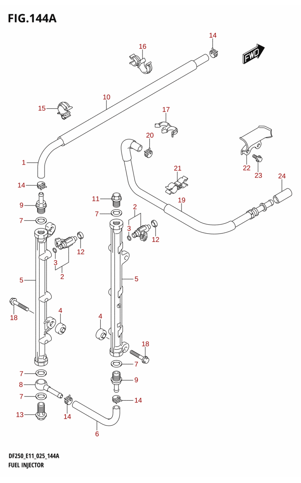 144A - FUEL INJECTOR ((DF200T,DF200Z,DF225T,DF225Z,DF250T,DF250Z):E11,(DF200T,DF200Z):E01)