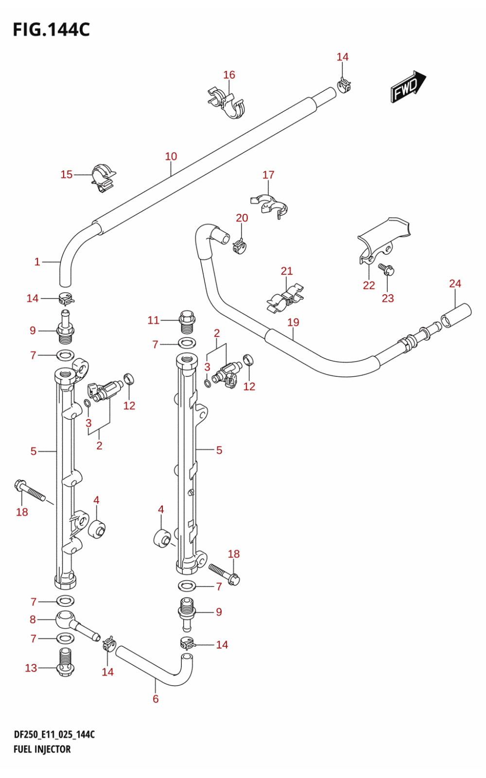 144C - FUEL INJECTOR ((DF200T,DF200Z,DF225T,DF225Z,DF250T,DF250Z):E40)