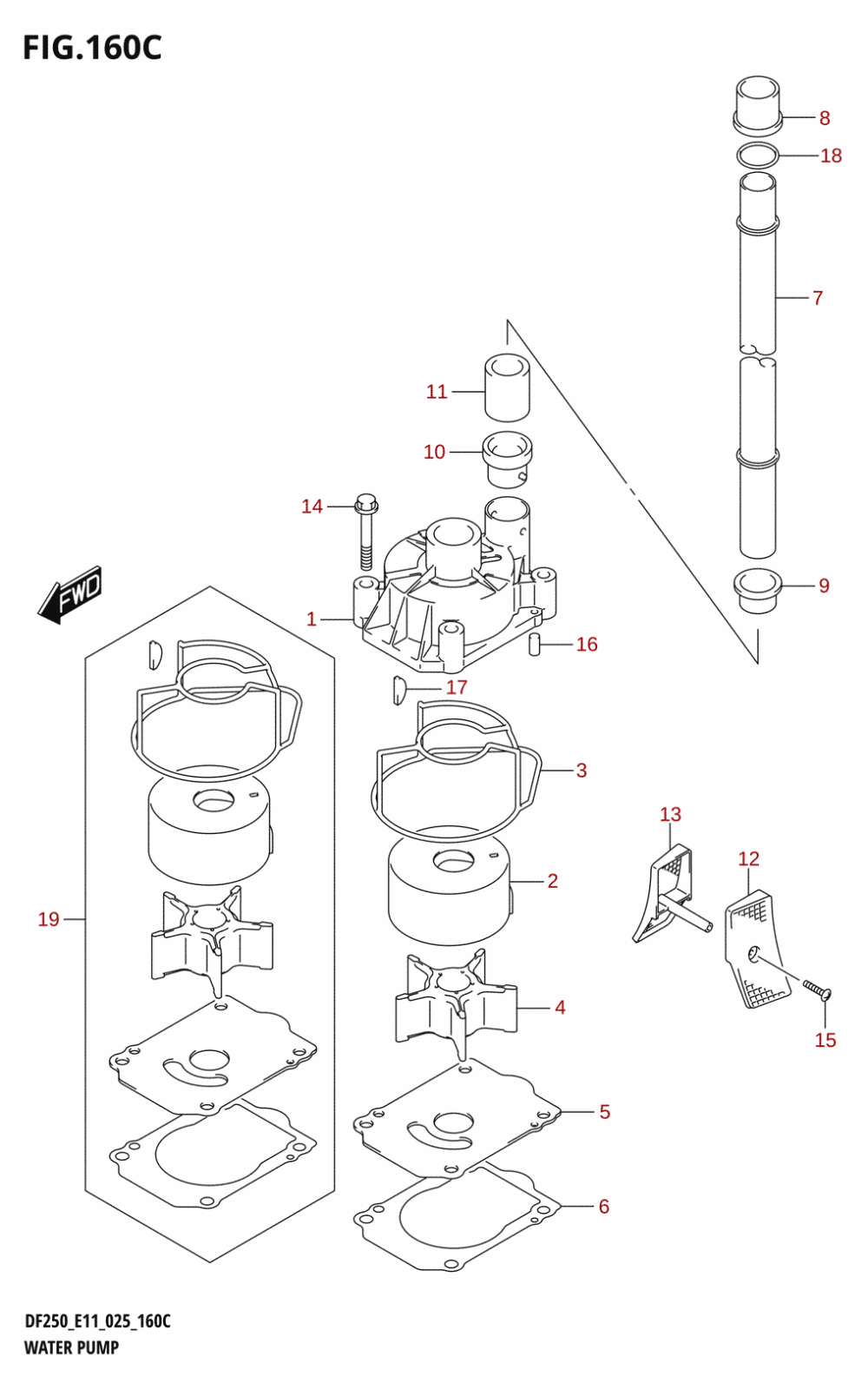 160C - WATER PUMP ((DF200T,DF200Z,DF225T,DF225Z,DF250T,DF250Z):E40)