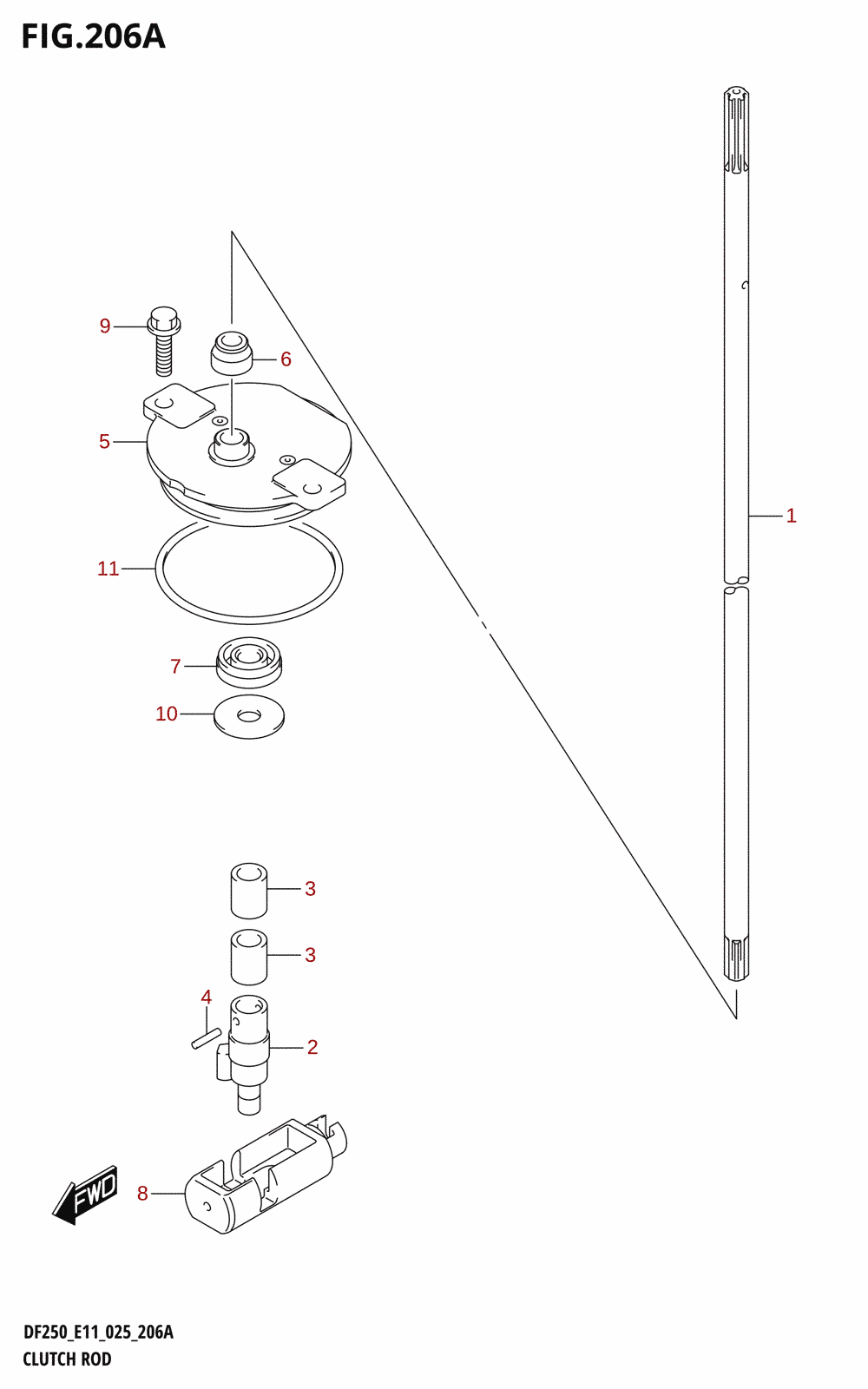 206A - CLUTCH ROD (DF200T,DF200Z,DF225T,DF225Z,DF250T,DF250Z)