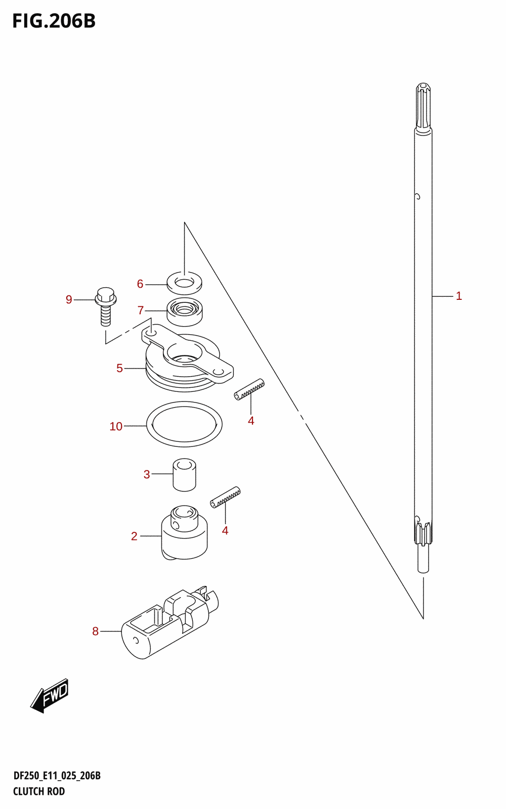 206B - CLUTCH ROD (DF250ST)