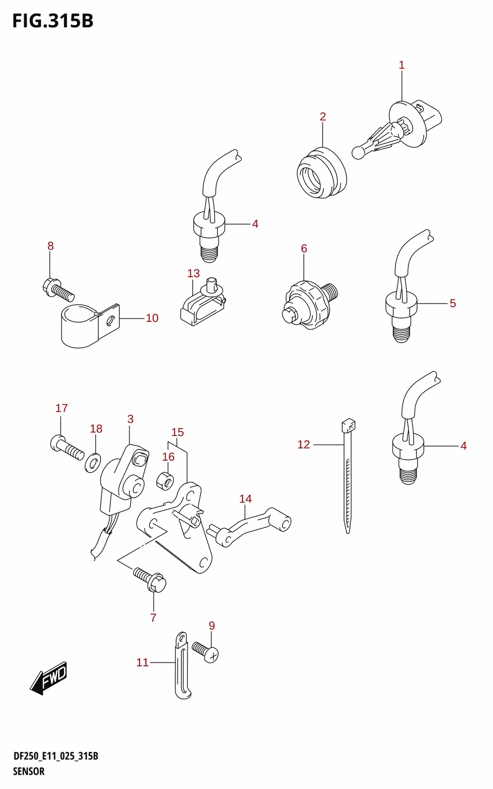 315B - SENSOR (DF200T:025:X-TRANSOM)