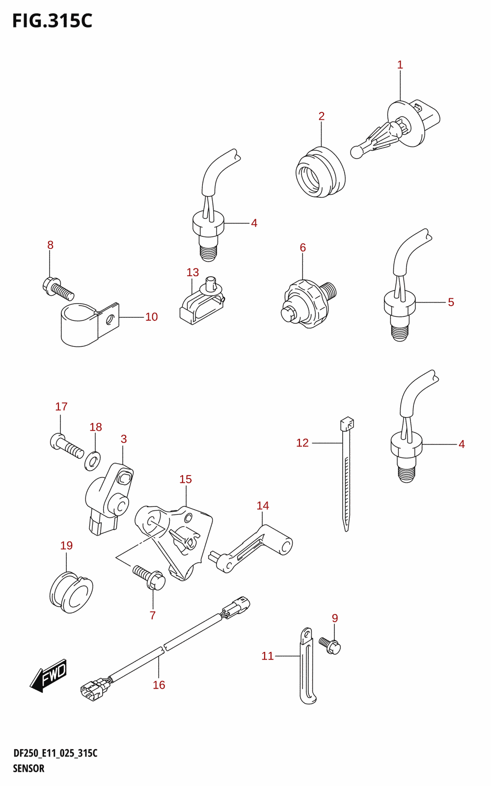 315C - SENSOR (DF200T:025:L-TRANSOM)