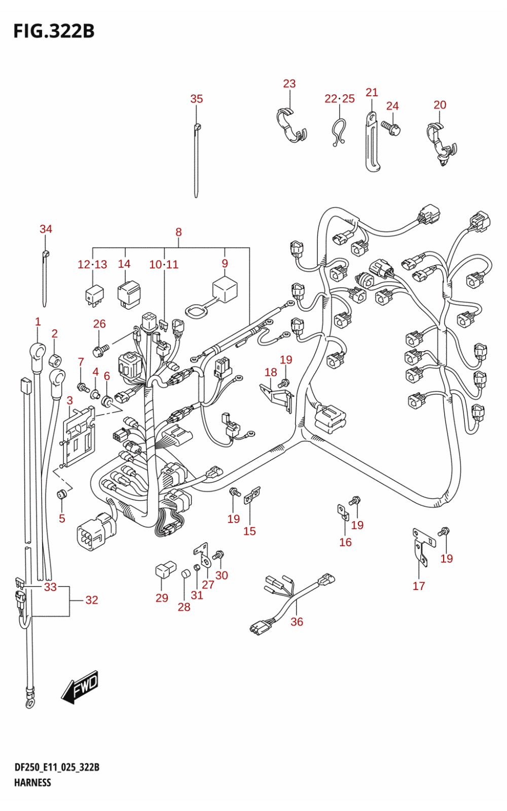 322B - HARNESS ((DF200T,DF200Z):025)