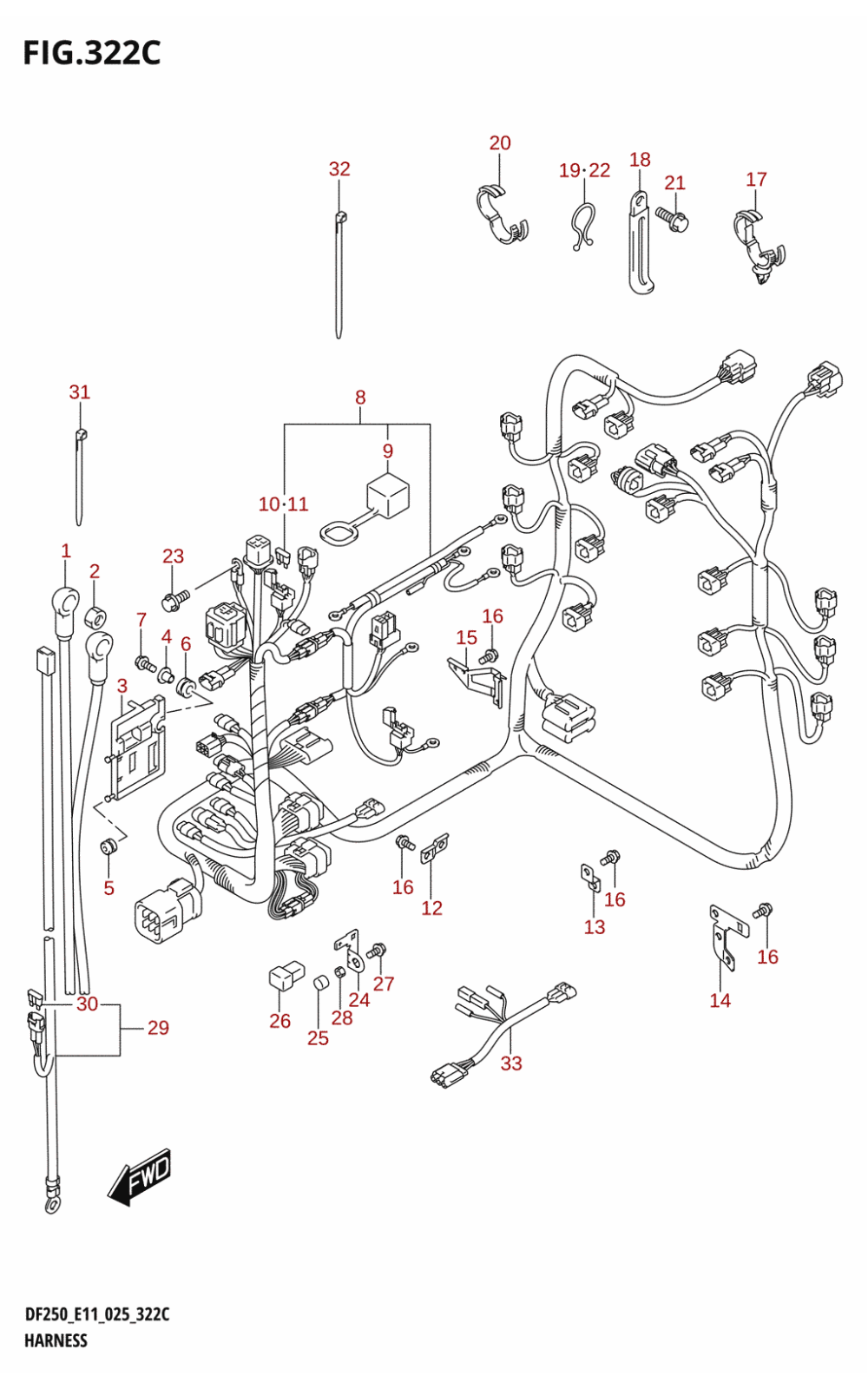 322C - HARNESS ((DF225T,DF225Z):024)