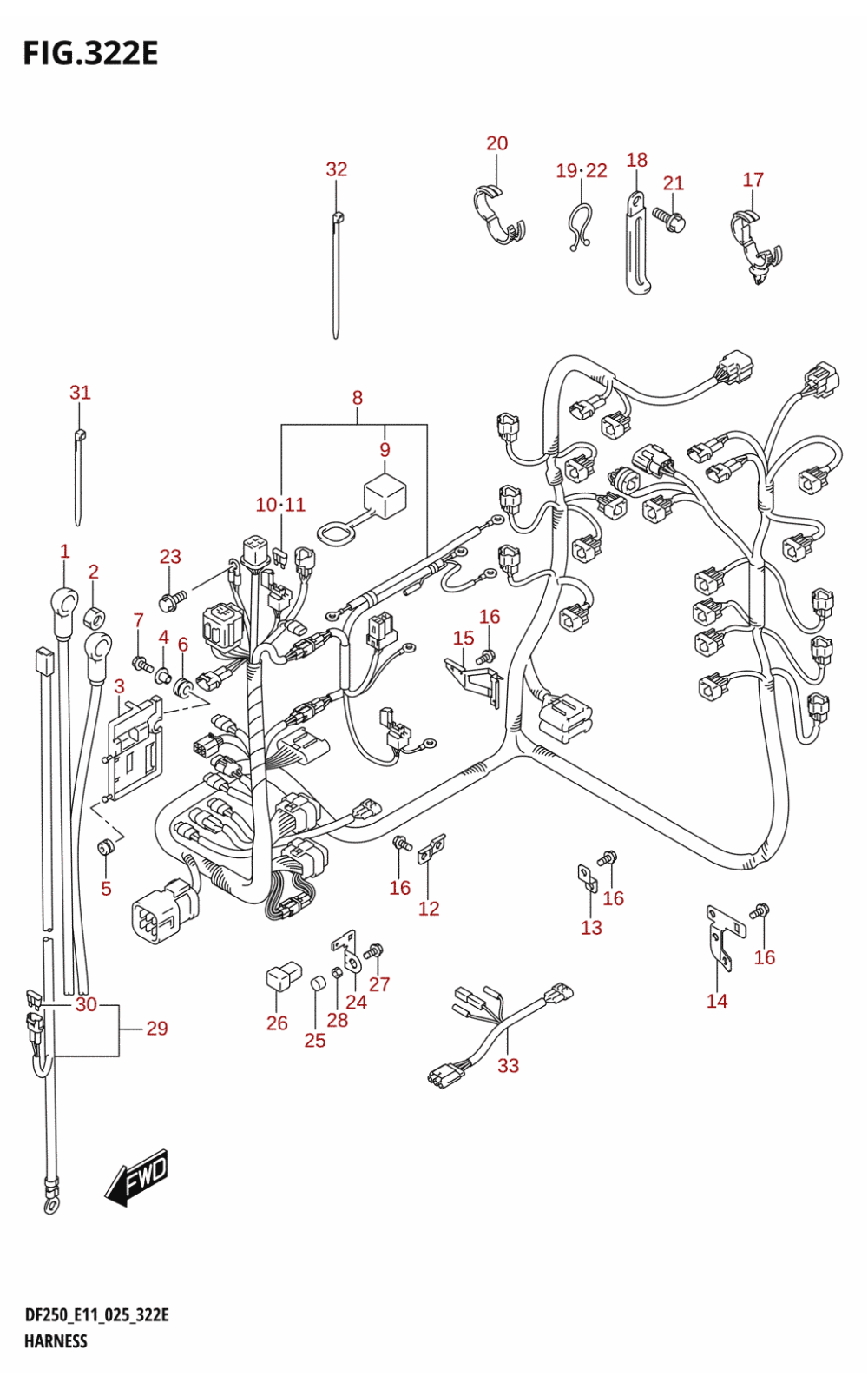 322E - HARNESS (DF250ST:024)