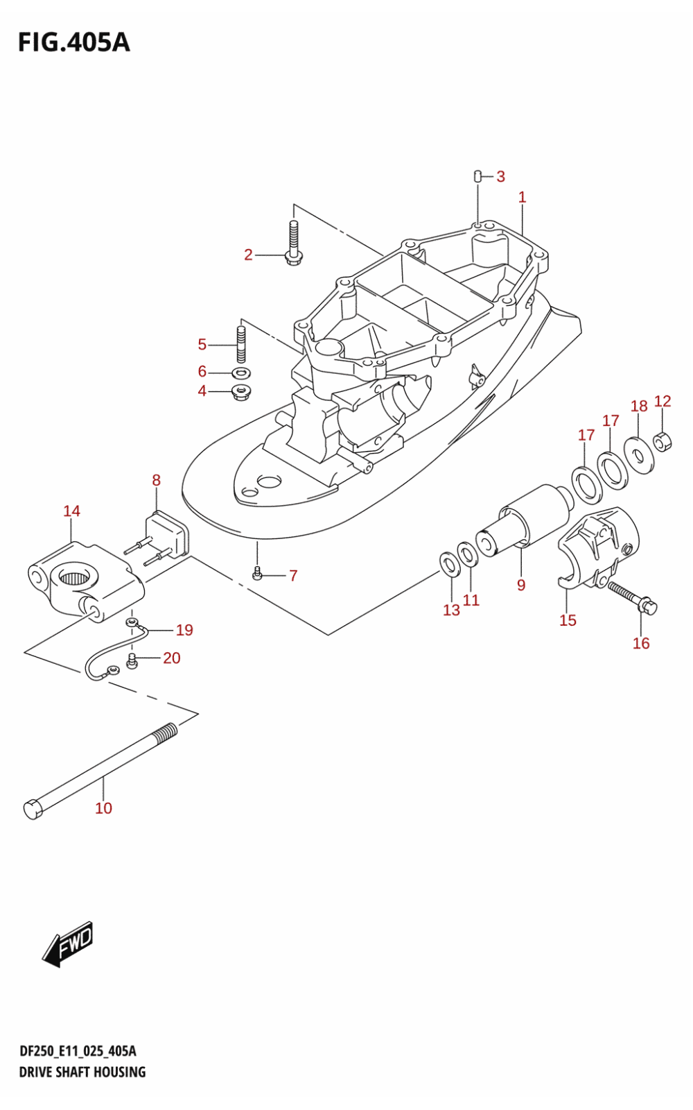 405A - DRIVE SHAFT HOUSING (DF200T:L-TRANSOM)