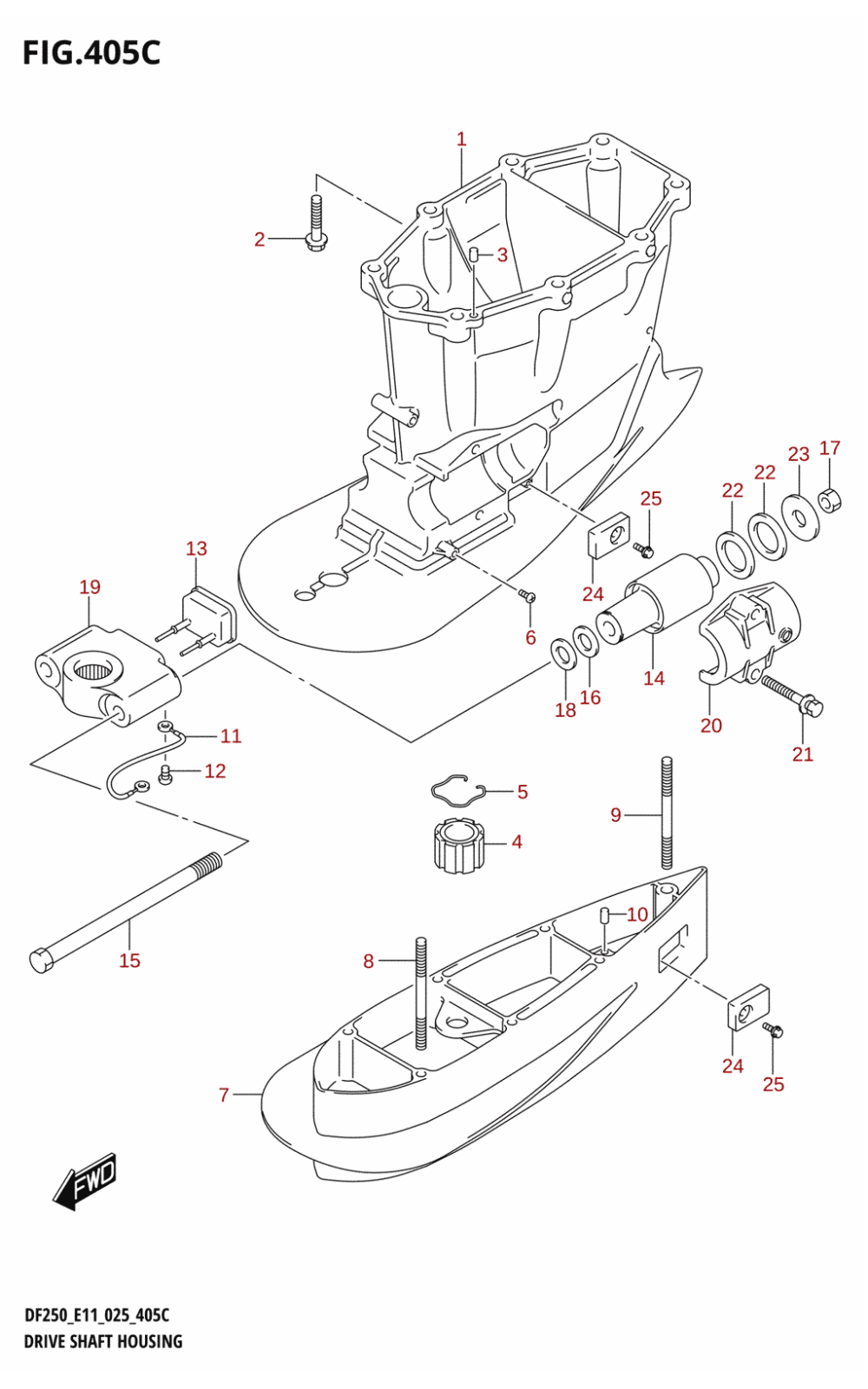 405C - DRIVE SHAFT HOUSING ((DF200T,DF200Z,DF225T,DF225Z,DF250T,DF250Z):XX-TRANSOM)