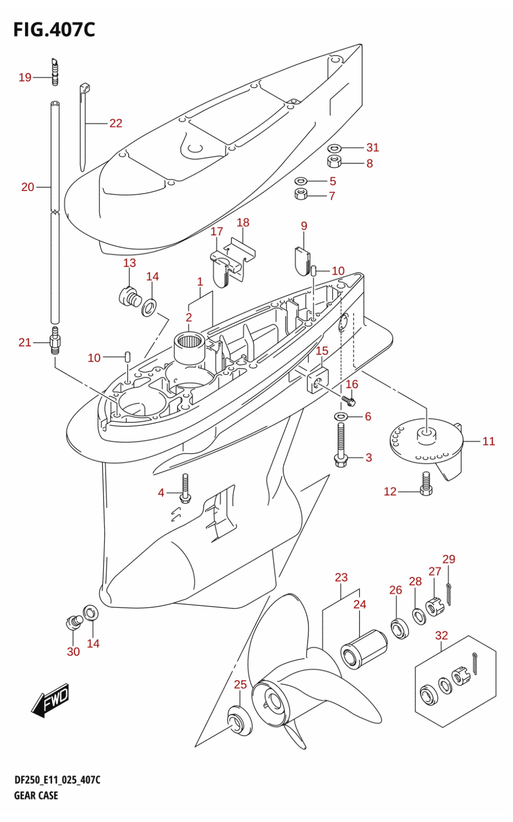 407C - GEAR CASE (DF225T)