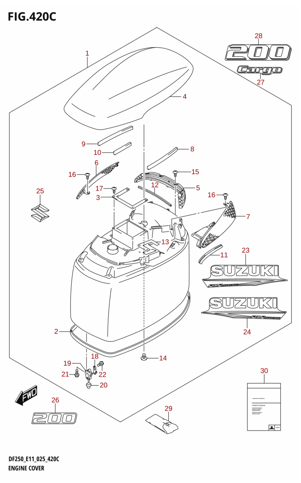 420C - ENGINE COVER ((DF200T,DF200Z):024)