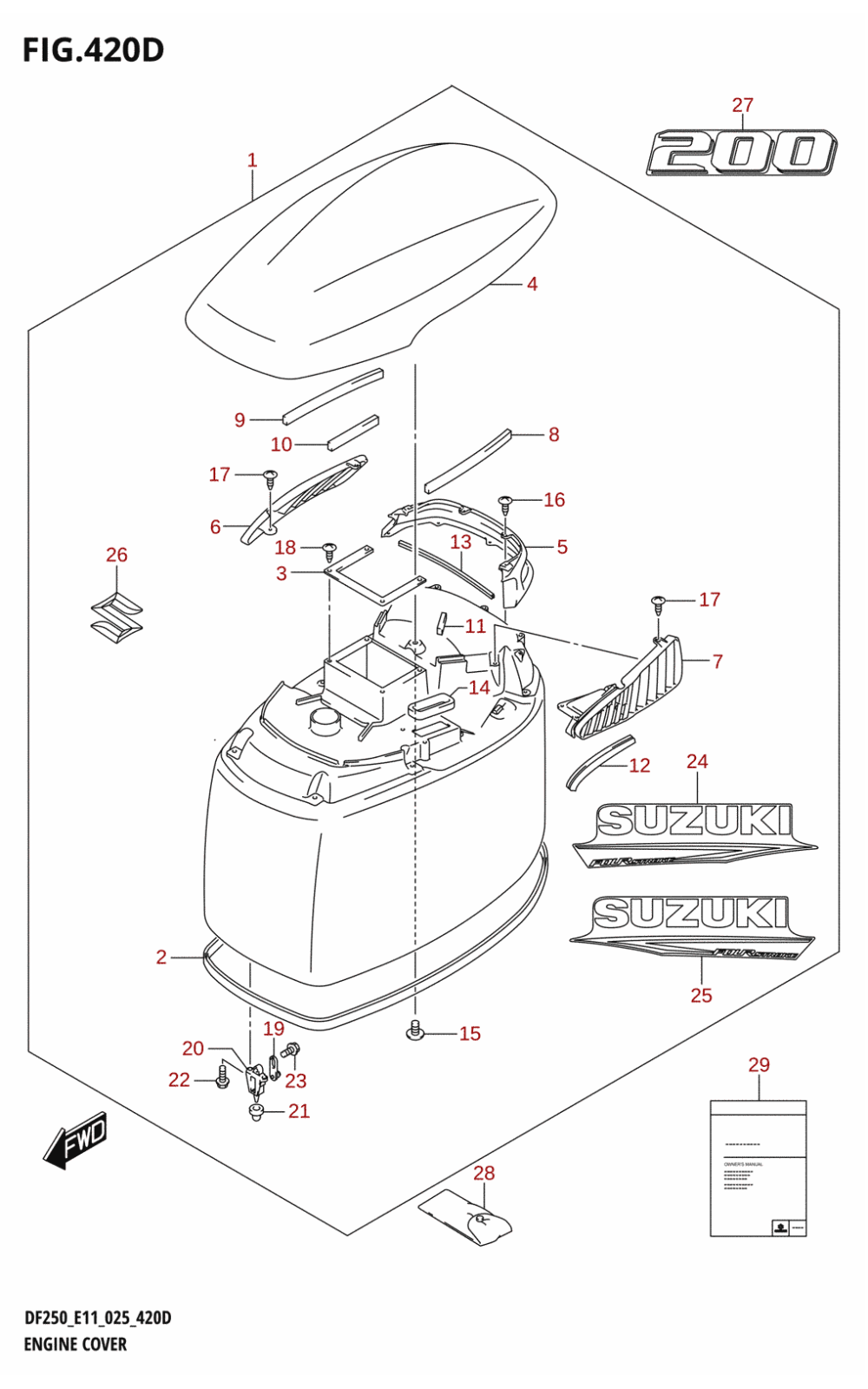 420D - ENGINE COVER ((DF200T,DF200Z):025)