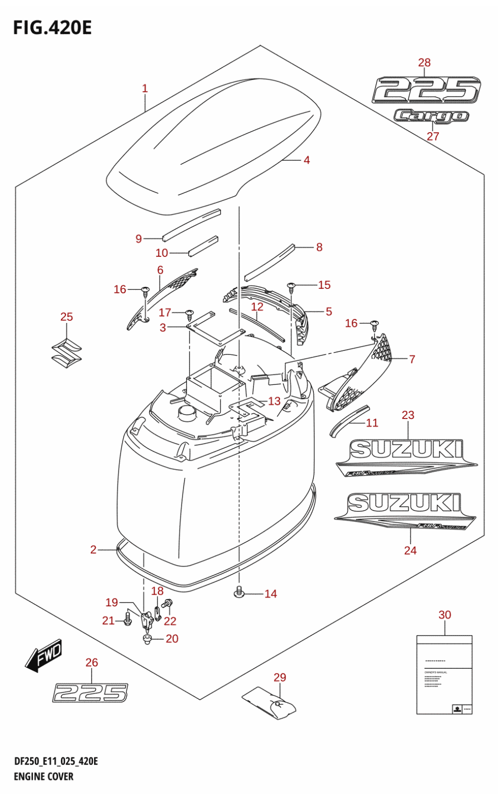 420E - ENGINE COVER ((DF225T,DF225Z):024)