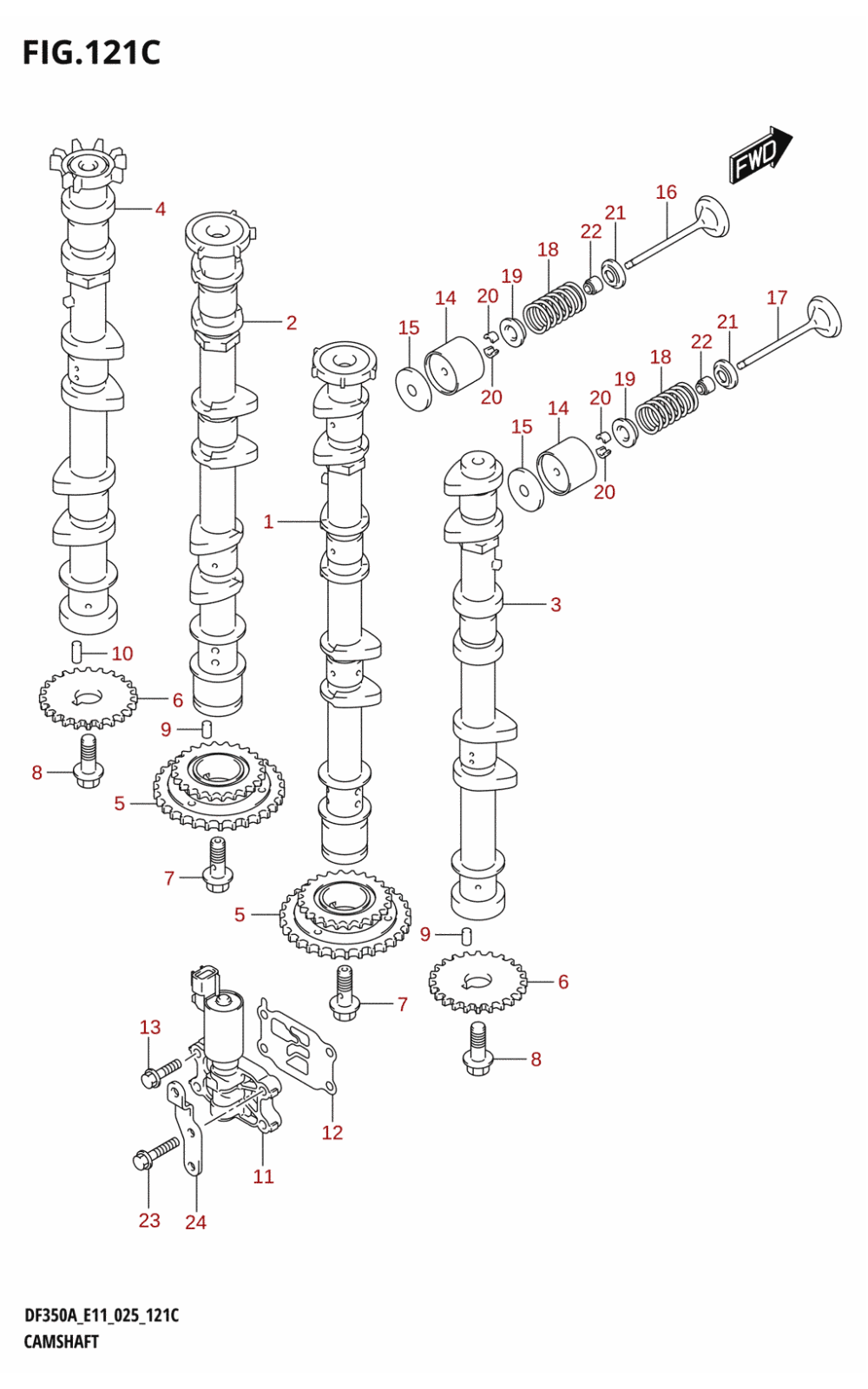 121C - CAMSHAFT (DF300B,DF300BMD)