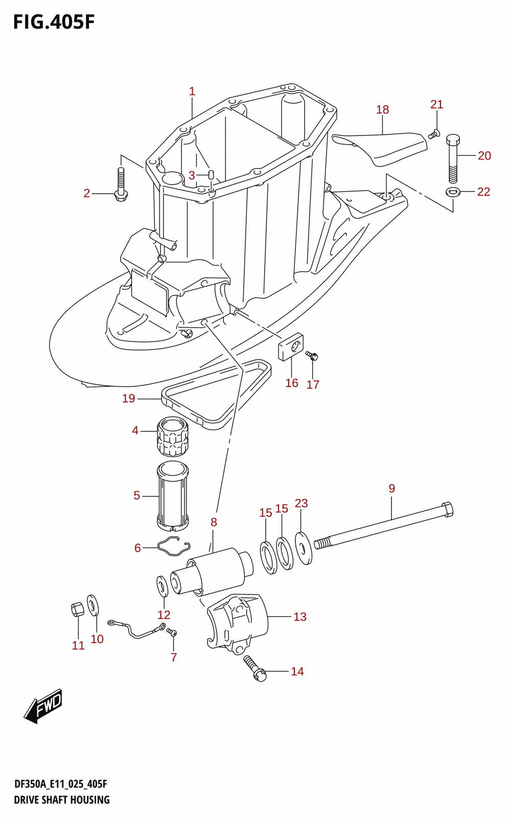 405F - DRIVE SHAFT HOUSING (DF350AMD,DF300BMD:X-TRANSOM)