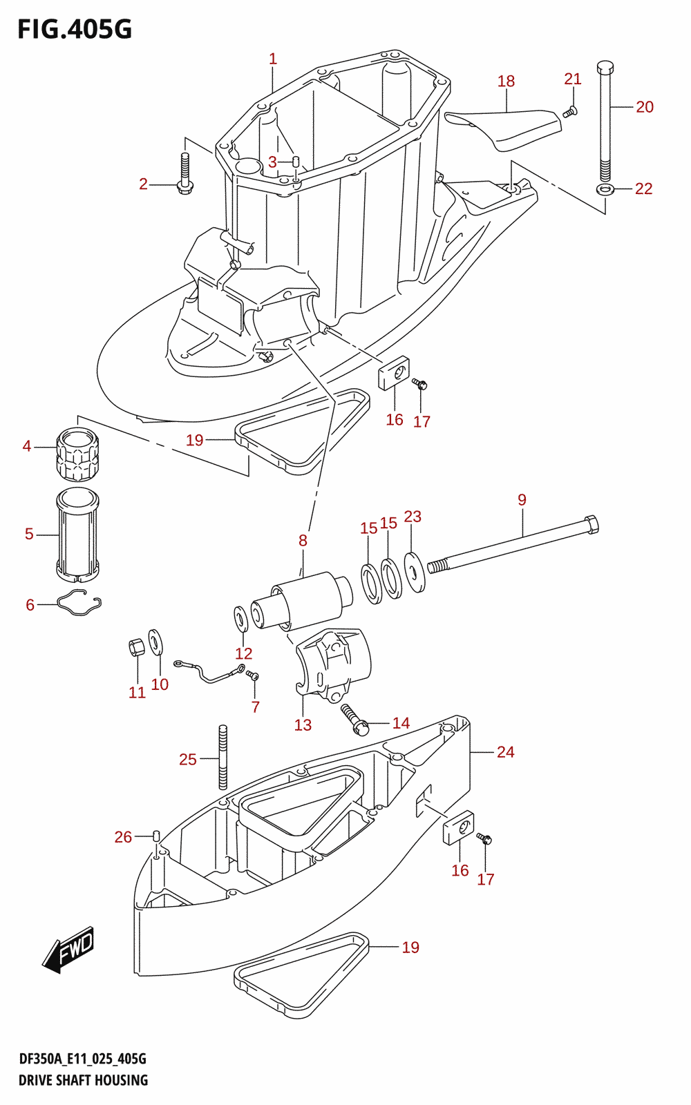 405G - DRIVE SHAFT HOUSING (DF350AMD,DF300BMD:XX-TRANSOM)