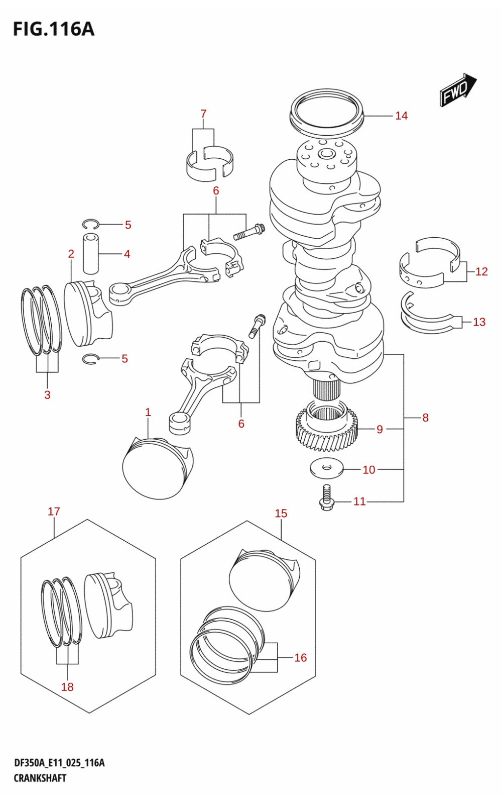 116A - CRANKSHAFT (DF350A,DF350AMD)