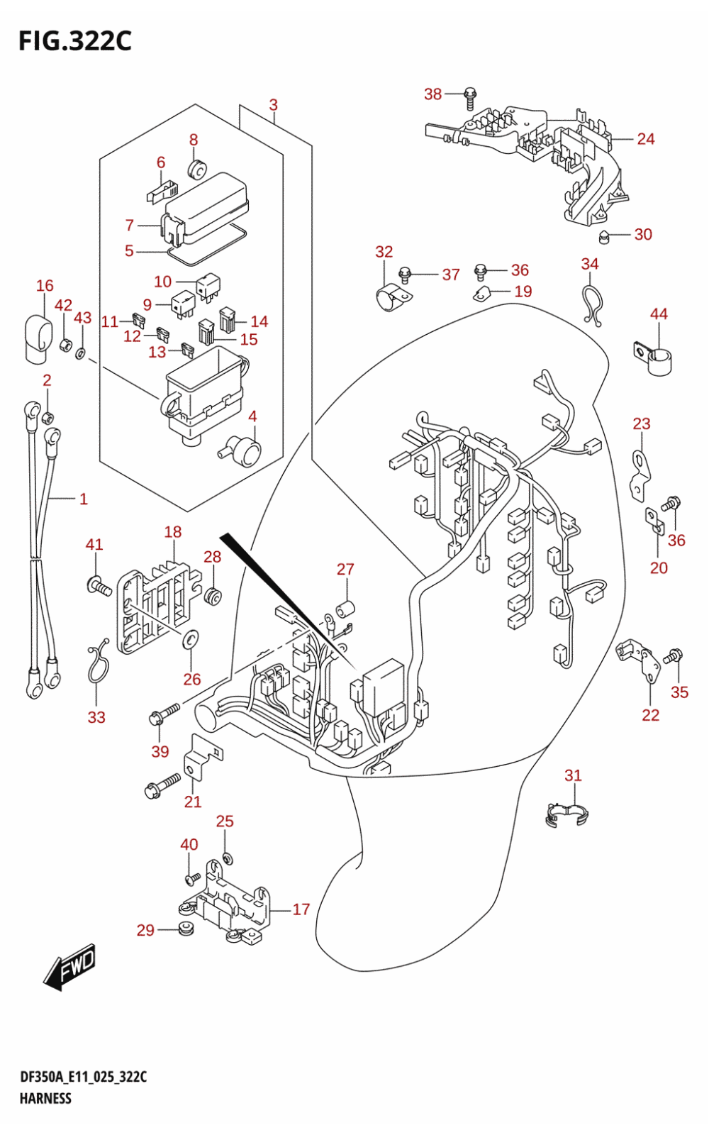 322C - HARNESS (DF350A,DF325A,DF300B)