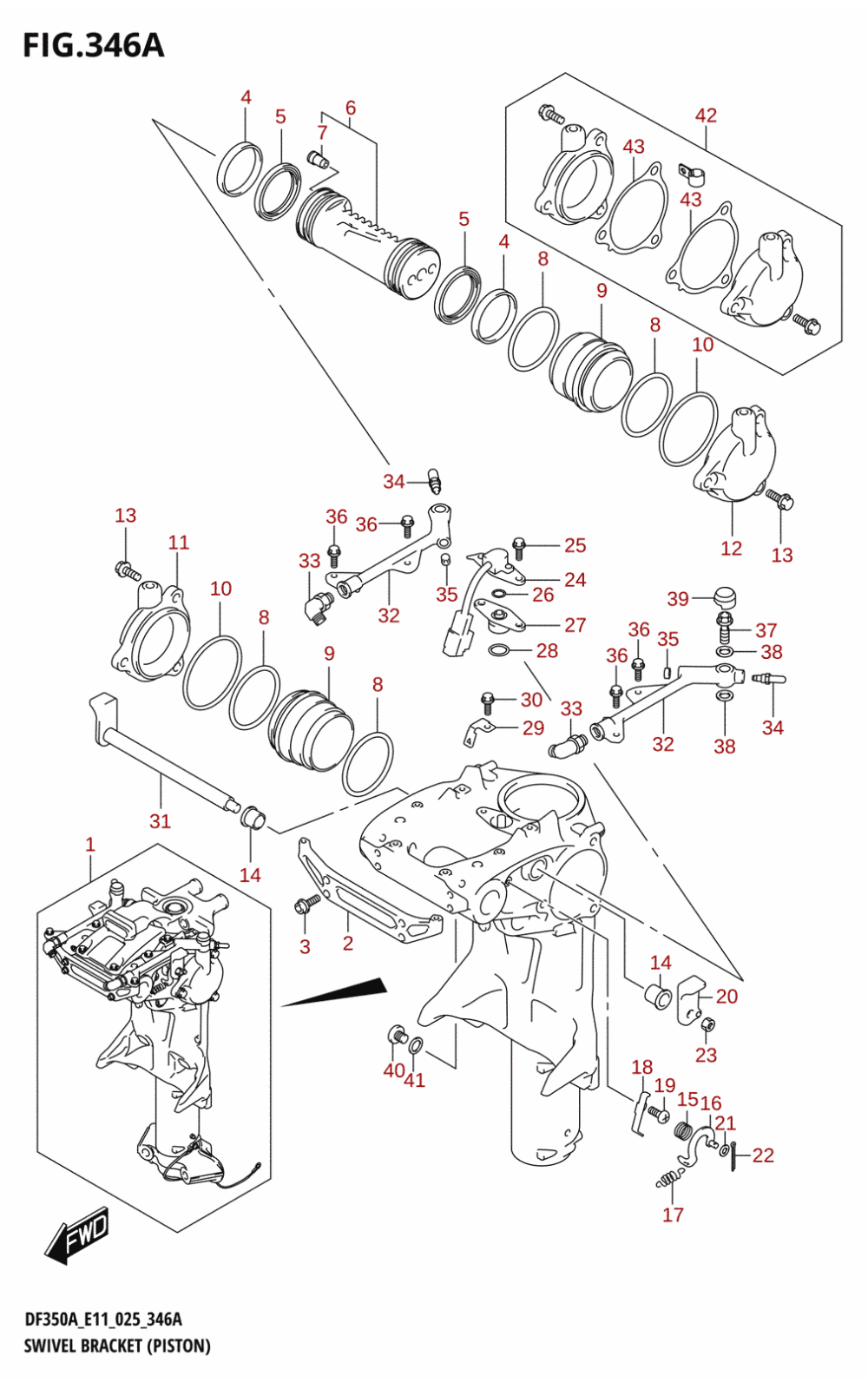 346A - SWIVEL BRACKET (PISTON) (DF350AMD,DF300BMD)