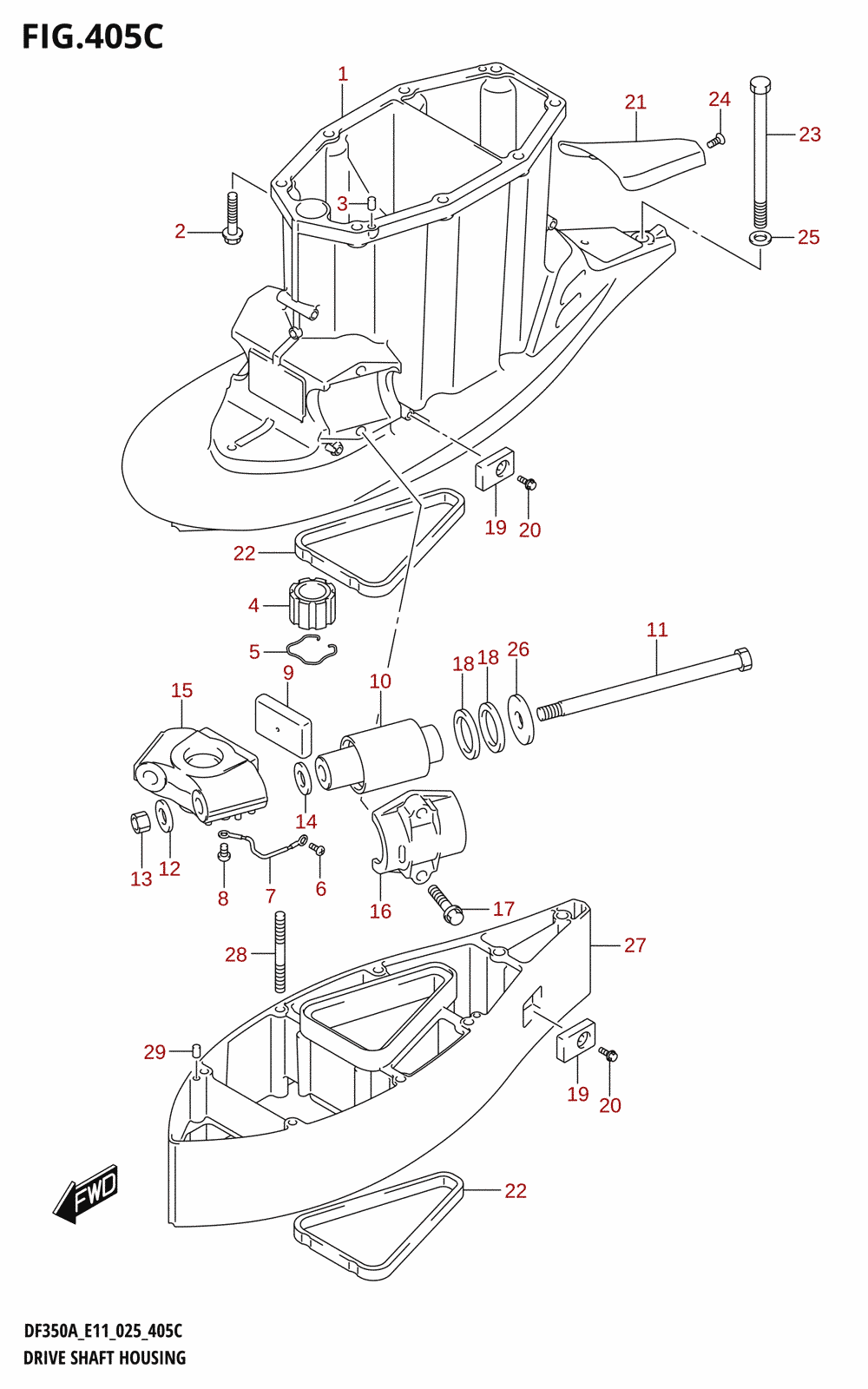 405C - DRIVE SHAFT HOUSING (DF350A,DF325A,DF300B:XX-TRANSOM)