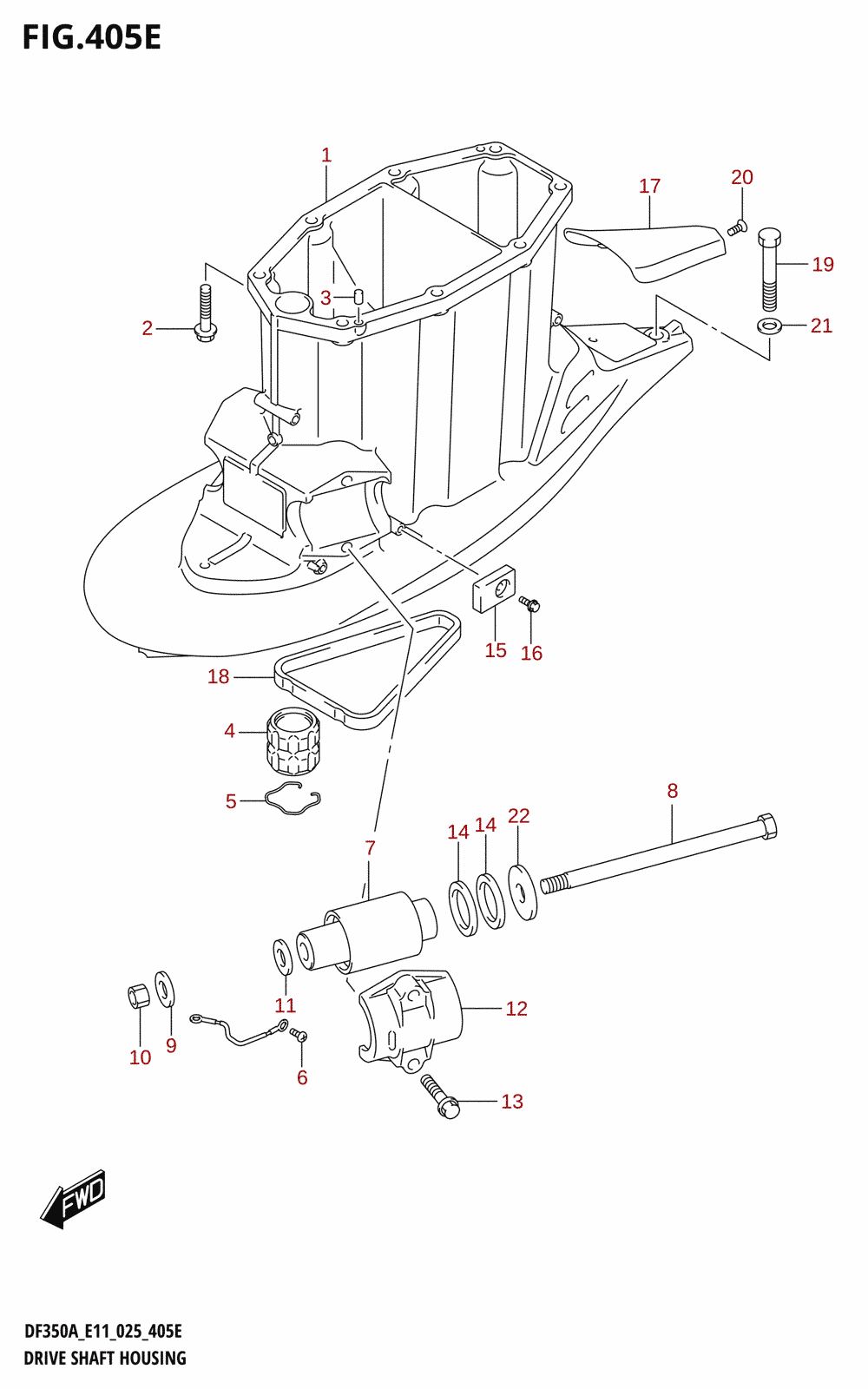 405E - DRIVE SHAFT HOUSING (DF350AMD,DF300BMD:L-TRANSOM)