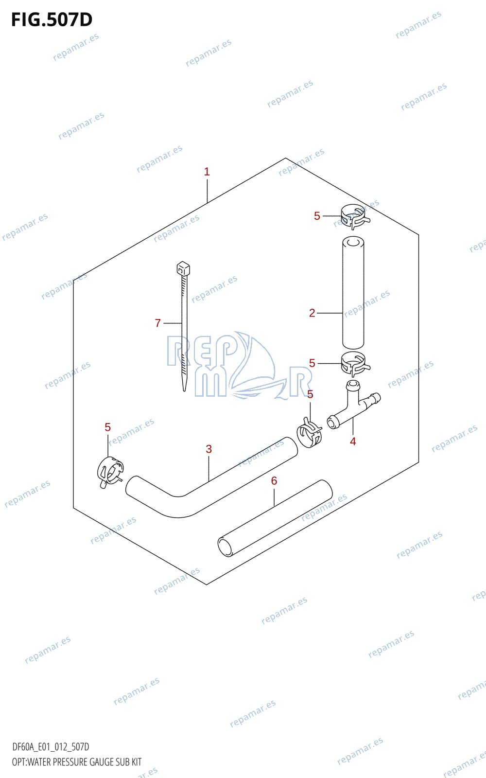 507D - OPT:WATER PRESSURE GAUGE SUB KIT (DF50A:E01)