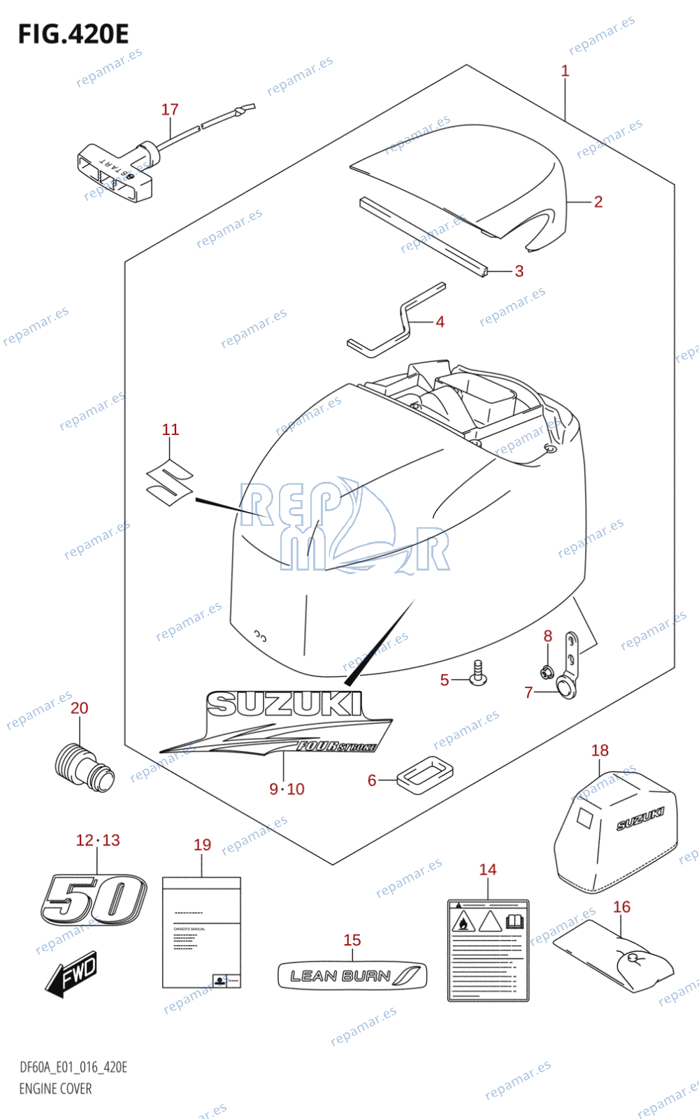 420E - ENGINE COVER (DF50A:E01)