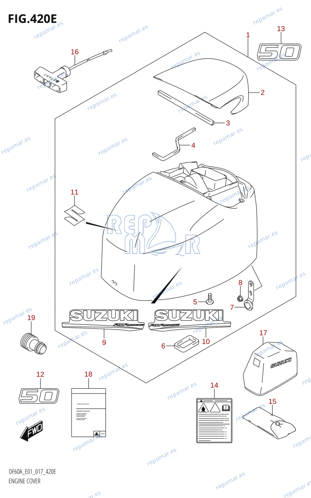 420E - ENGINE COVER (DF50A:E01)