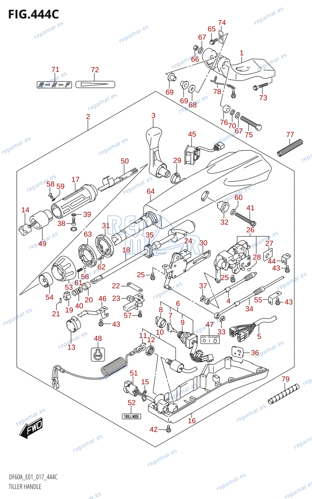 444C - TILLER HANDLE (DF50ATH:E01)