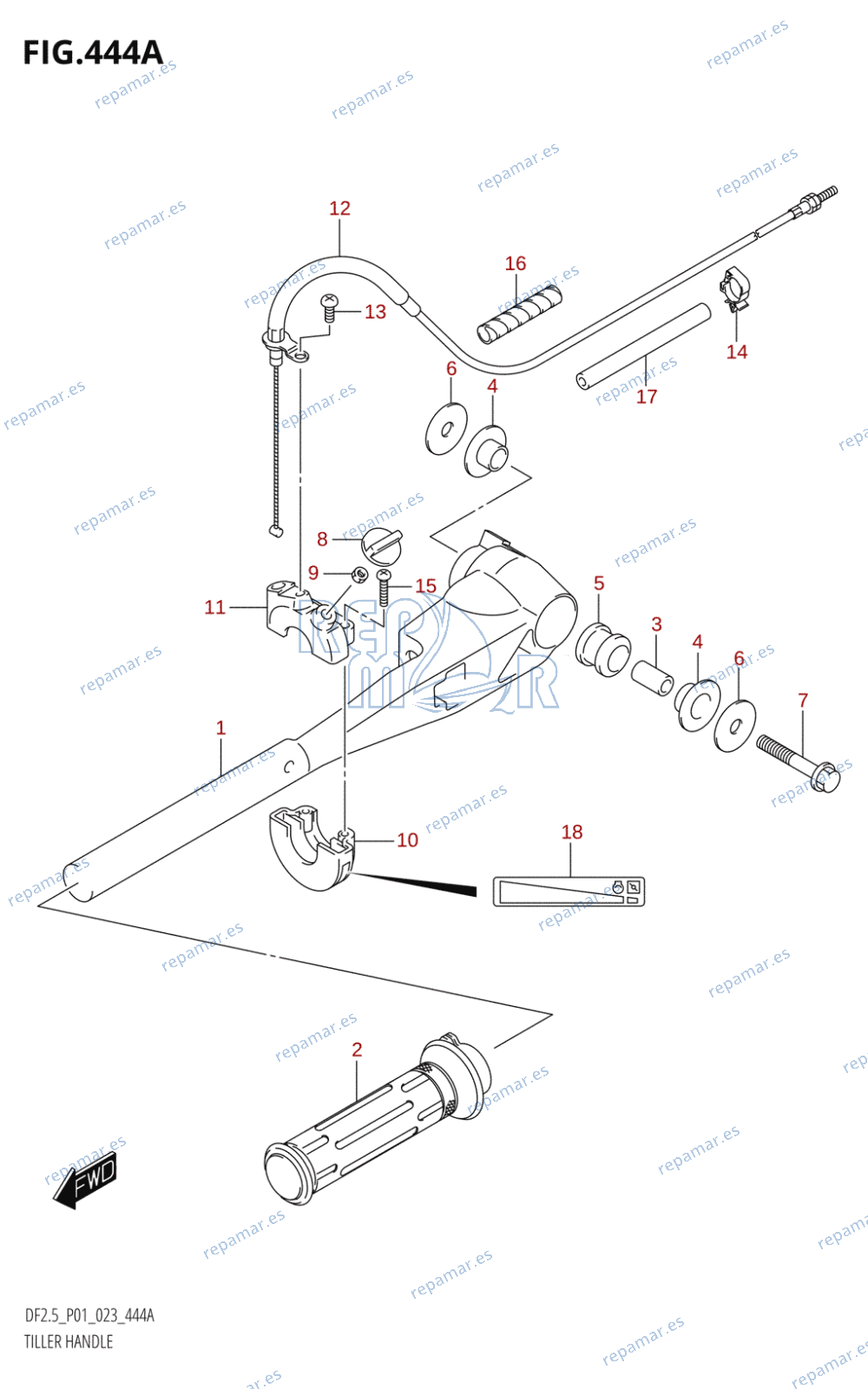 444A - TILLER HANDLE