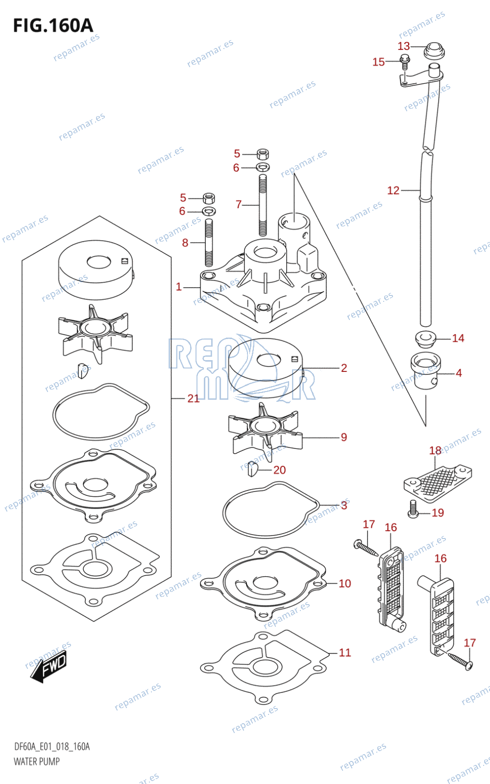 160A - WATER PUMP (DF40A:E01,DF40AST:E34,DF50A:E01)