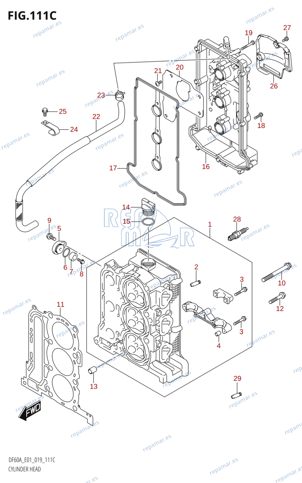 111C - CYLINDER HEAD (DF50A,DF50ATH,DF50AVT,DF50AVTH)