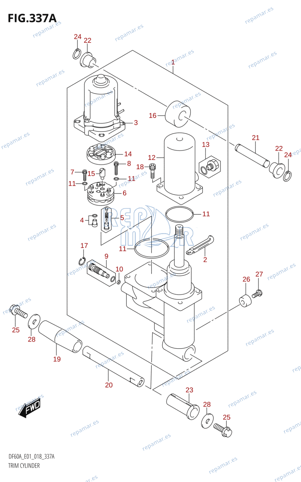 337A - TRIM CYLINDER (DF40A,DF40ATH,DF50A,DF50ATH)