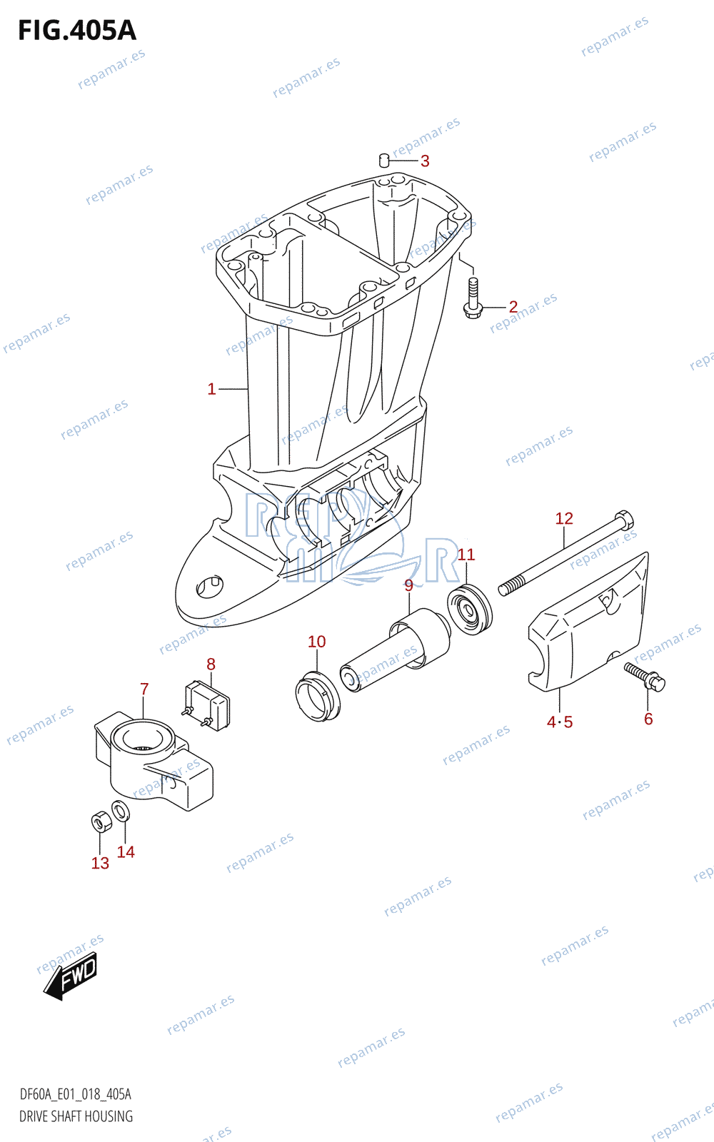 405A - DRIVE SHAFT HOUSING (DF40A:E01,DF40AST:E34,DF50A:E01)