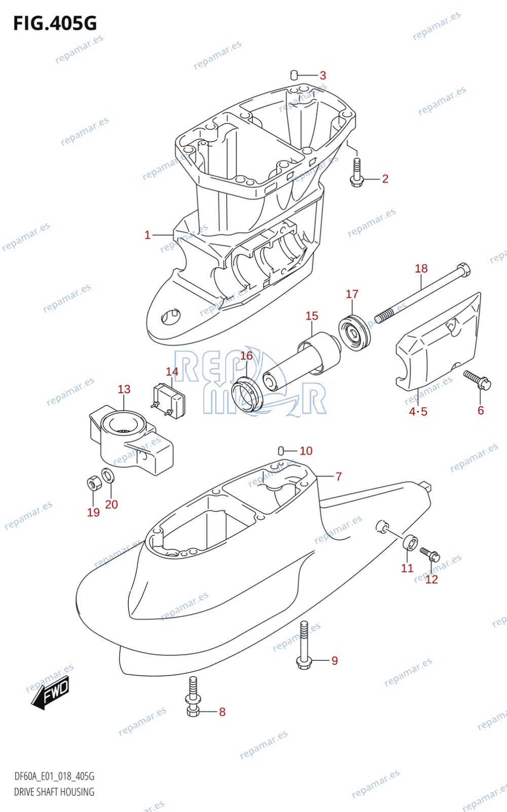 405G - DRIVE SHAFT HOUSING (DF50AVT:E01,DF50AVTH:E01)