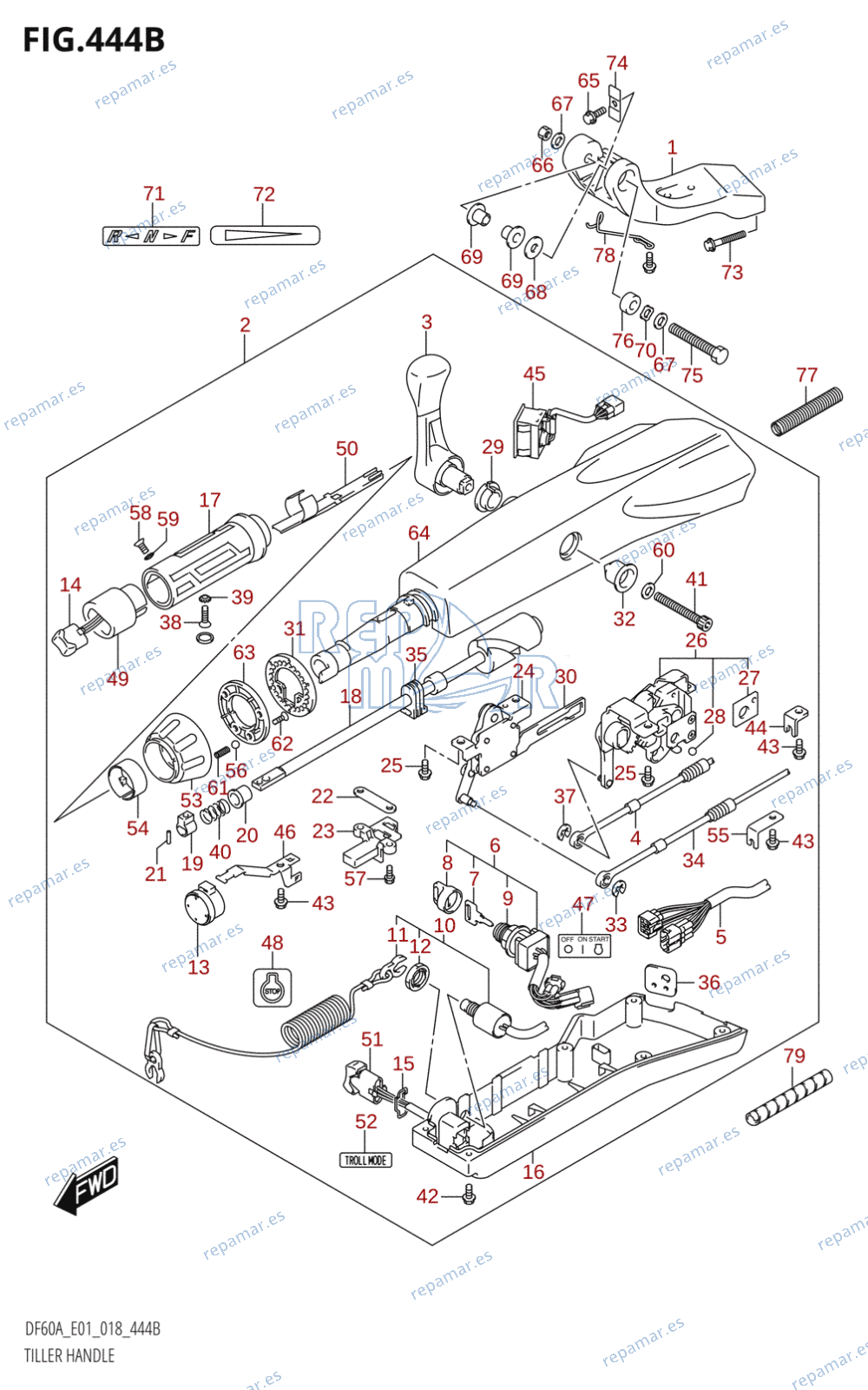 444B - TILLER HANDLE (DF40ATH,DF50ATH)