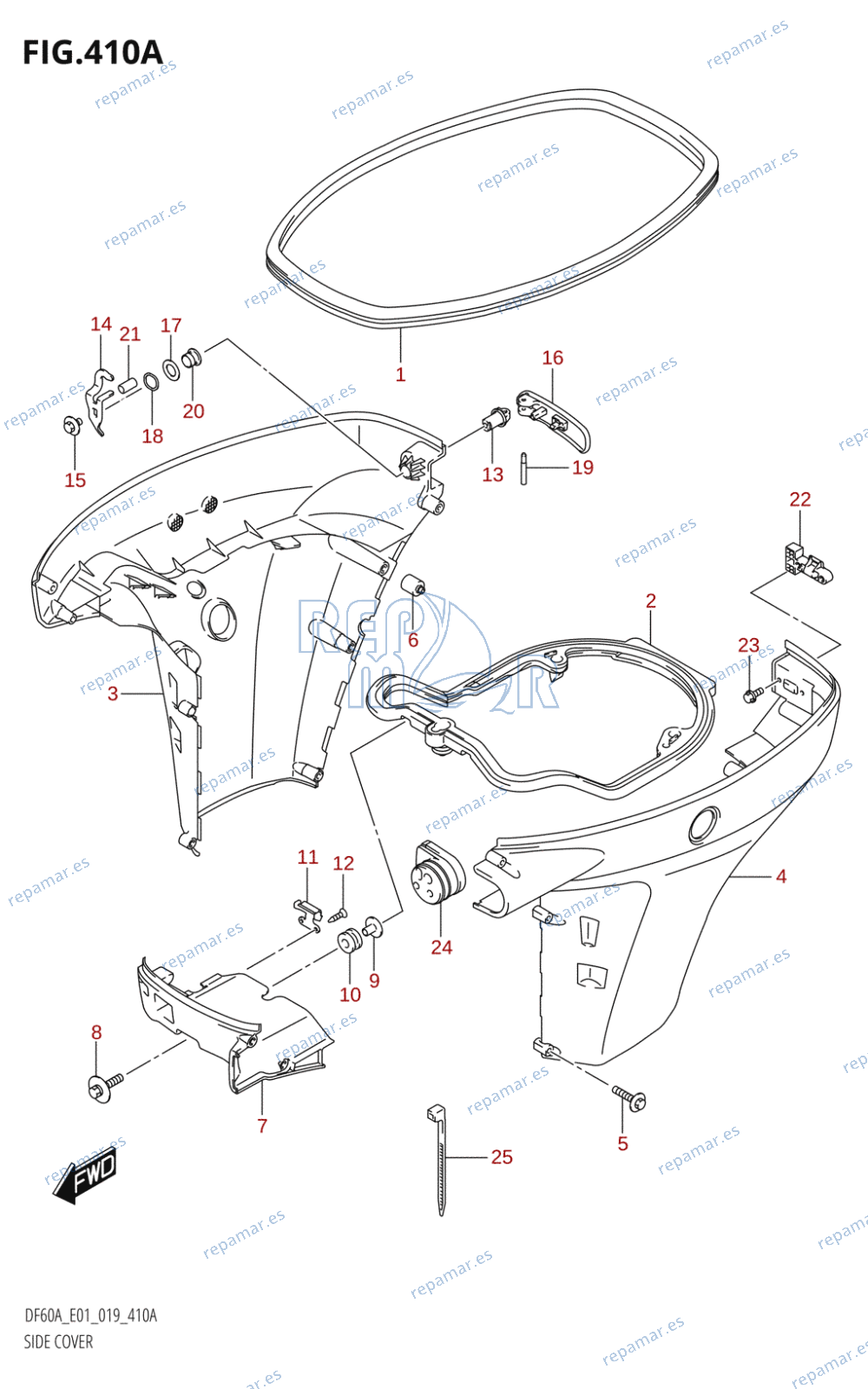 410A - SIDE COVER (DF40A:E01,DF40AST:E34,DF50A:E01)